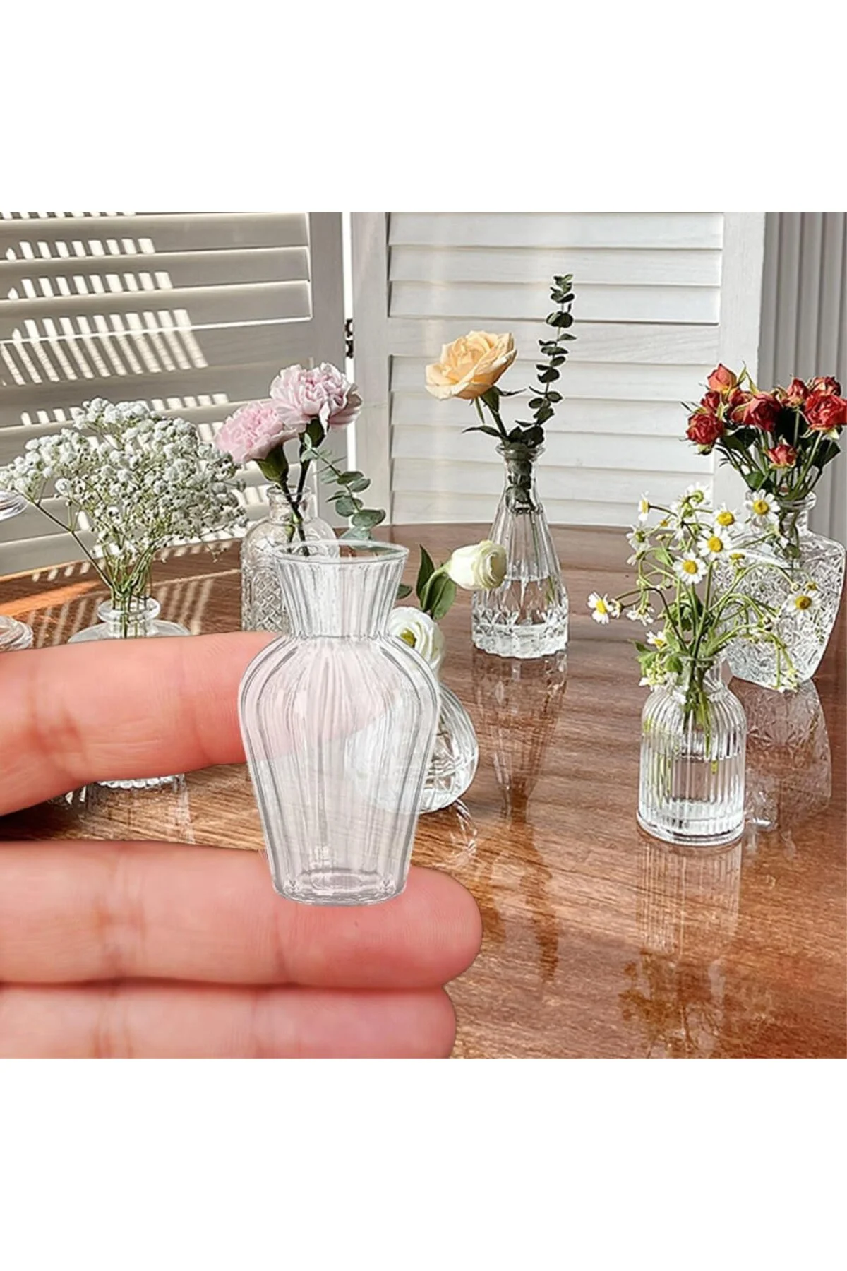 Çok küçük vazo, mini küçük cam vazo, çiçek vazosu, mini vazo seti