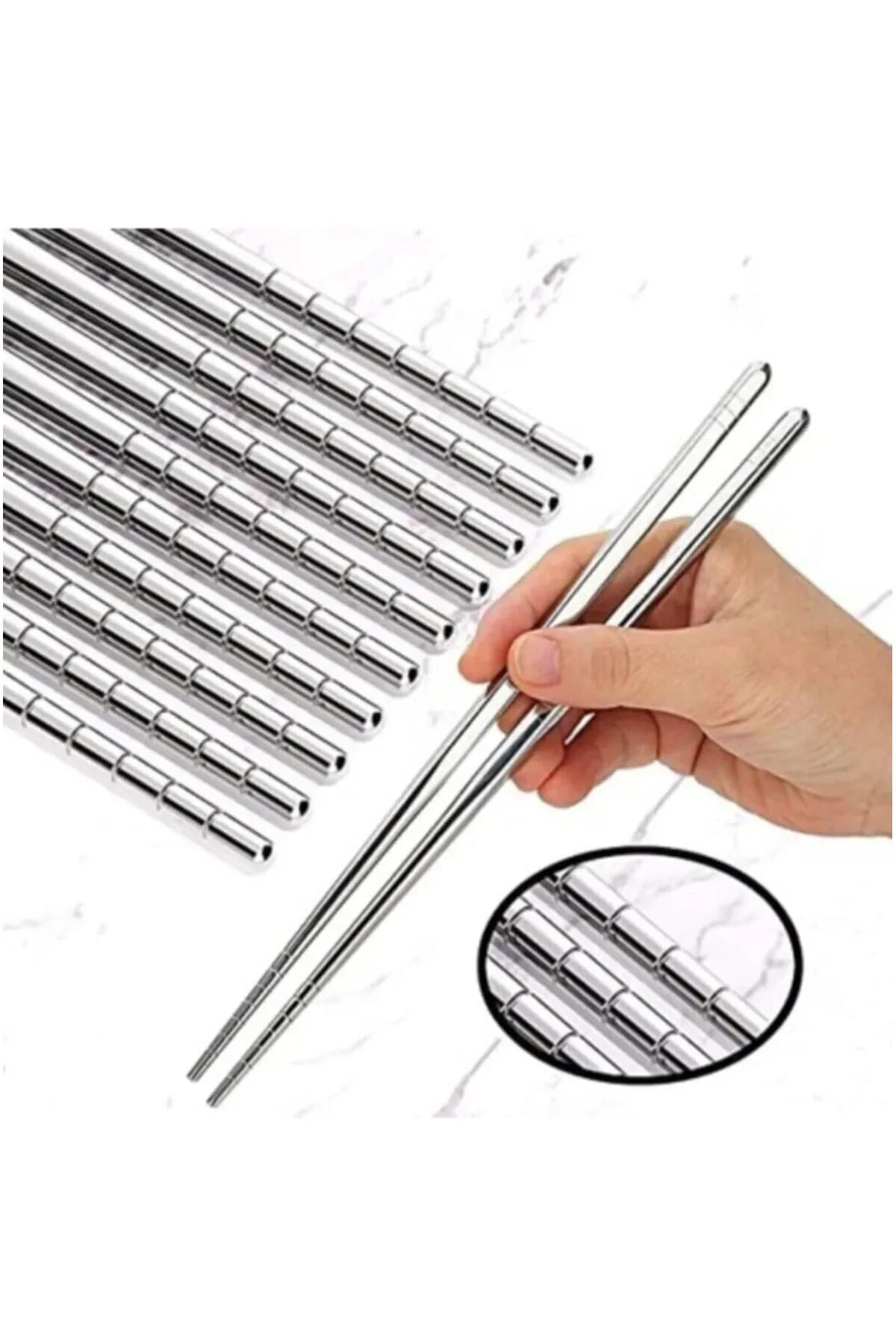 Çok Kullanımlı Paslanmaz Çelik Chopstick 22 cm Orjinal Kore Yemek