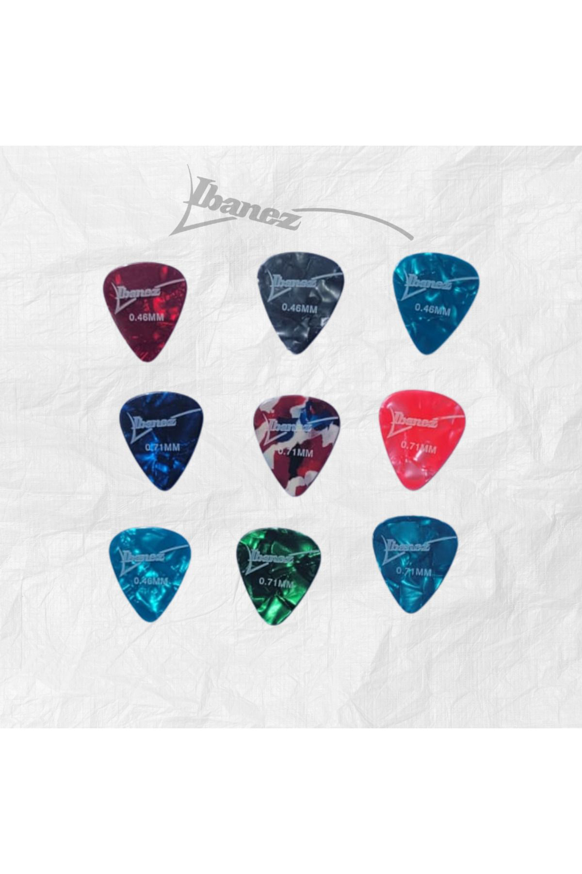 İbanez Çok Renkli Karışık Sedefli Penalar 9 Adet (İnce)