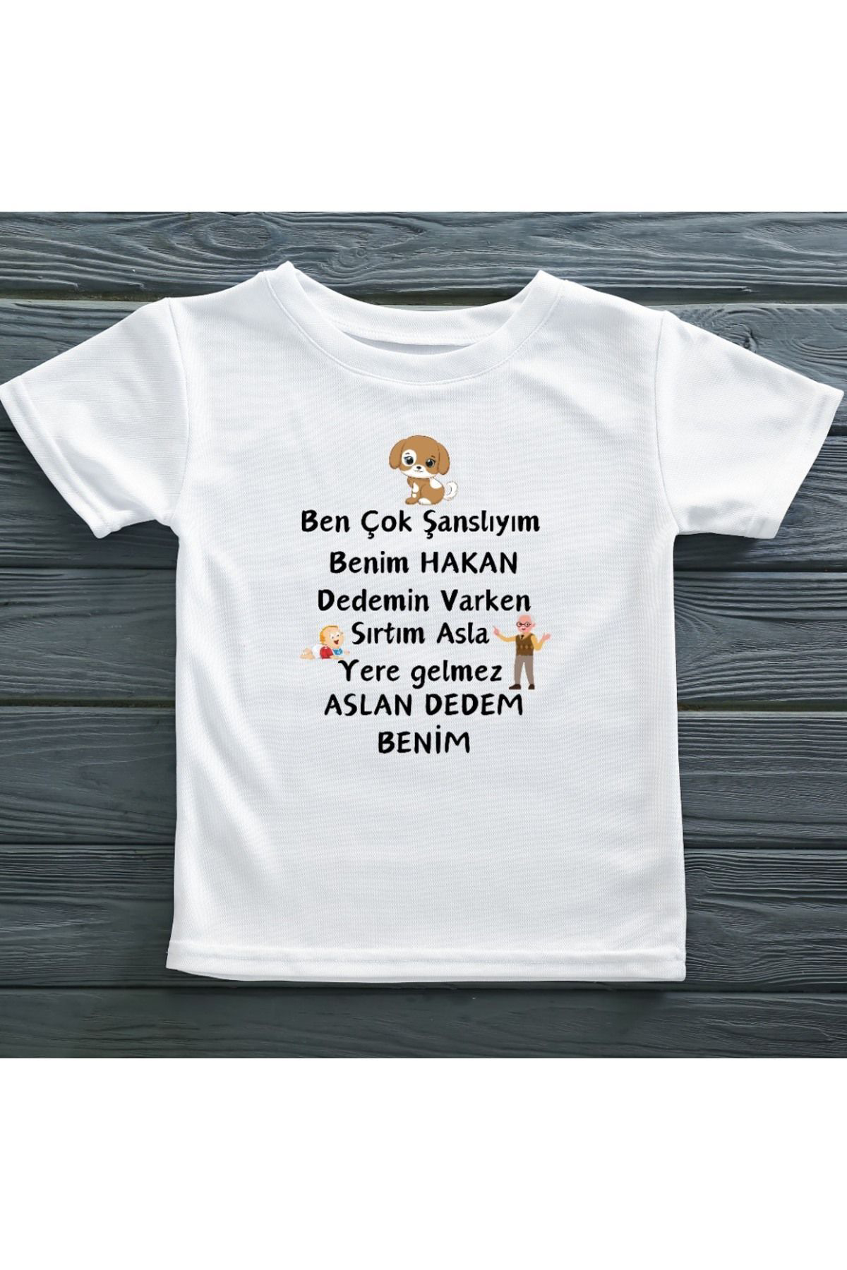 Çok Şanslıyım Dedem Varken Sırtım Asla Yere Gelmez Yazılı Çocuk T