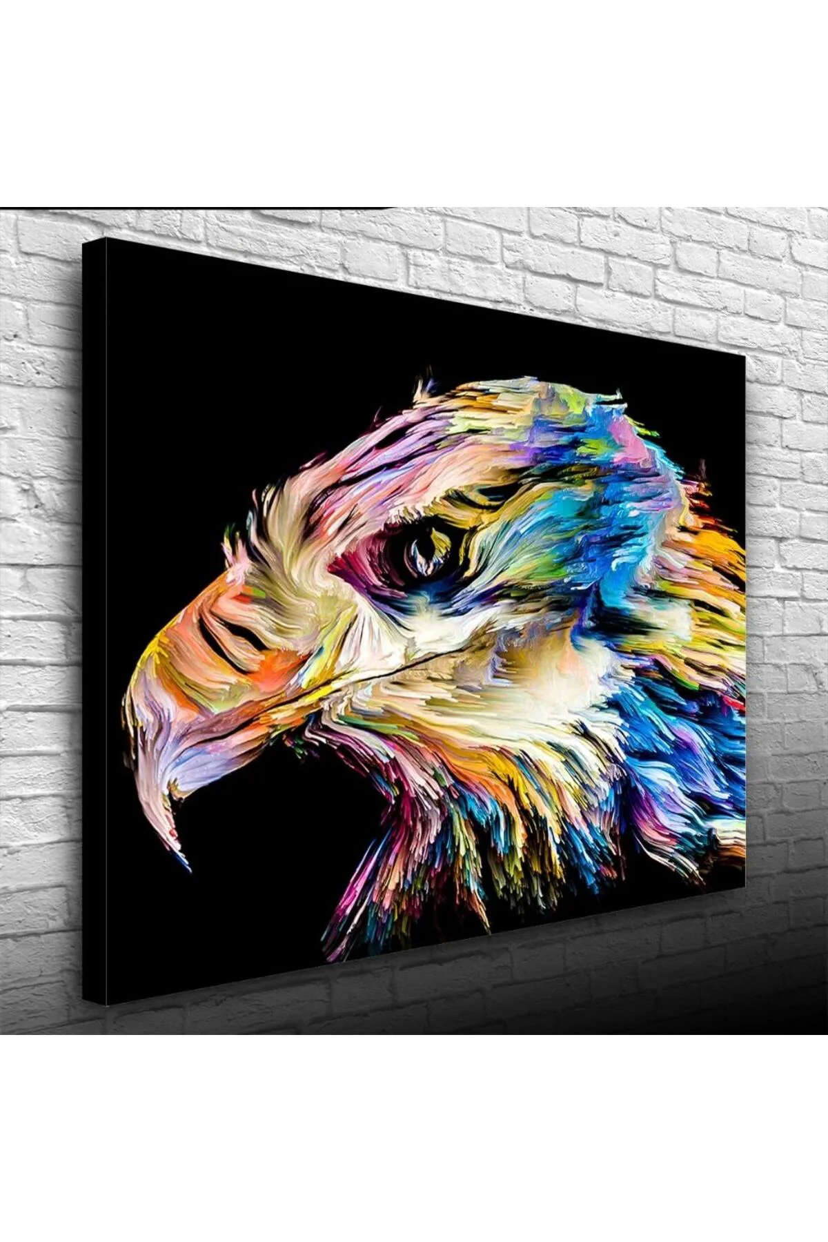 Çok ve Canlı Renklerde Dekoratif Şahin Kanvas Tablo 50 x 70