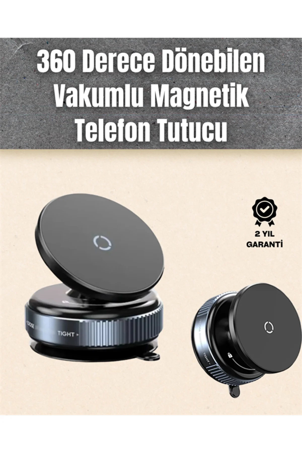 Çok Yönlü Döner Başlıklı Vakumlu Araç Telefon Standı – Sert Yolla