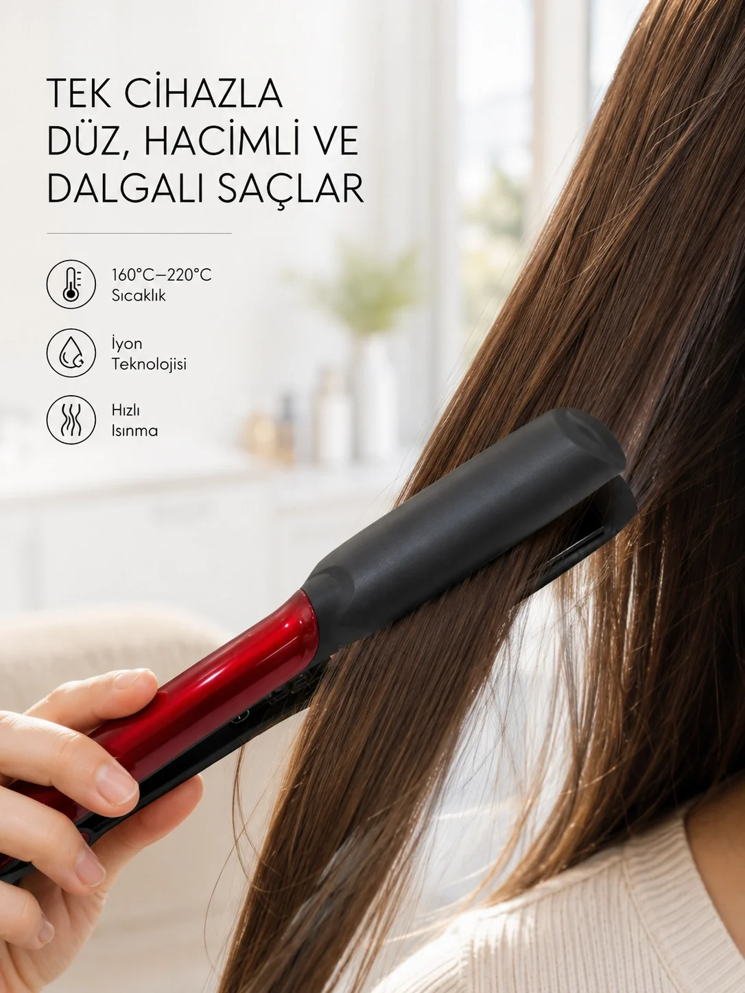 Çok Yönlü Kullanım Sunan Saç Düzleştirici – Düzleştirici ve Hacim Verici
