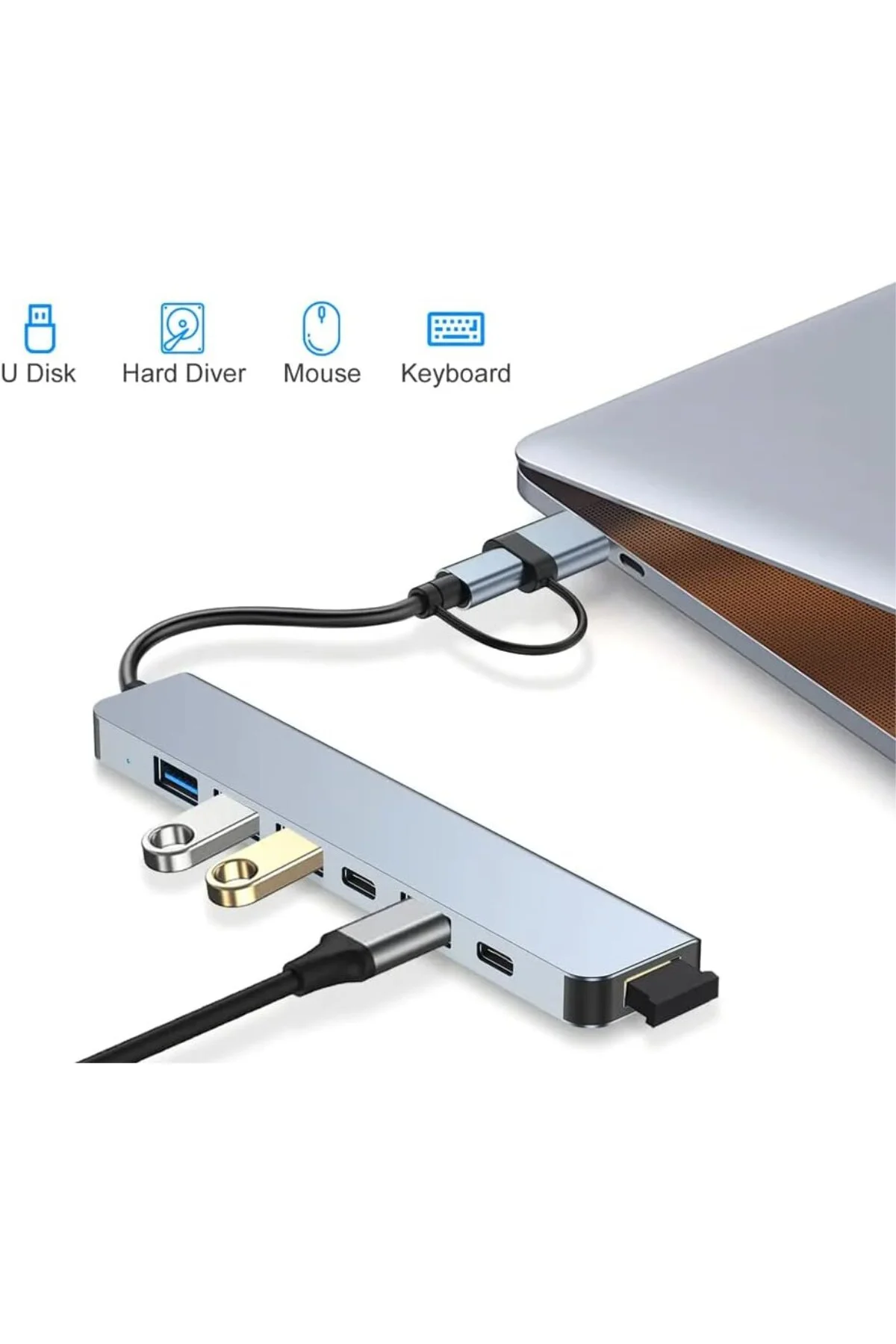 Çoklayıcı Adaptör 7in1 USB/Type-c To USB A, USB C Macbook uyumlu Çoklayıcı Adaptör 7in1 USB/Type-c To USB A, USB C Macbook uyumlu