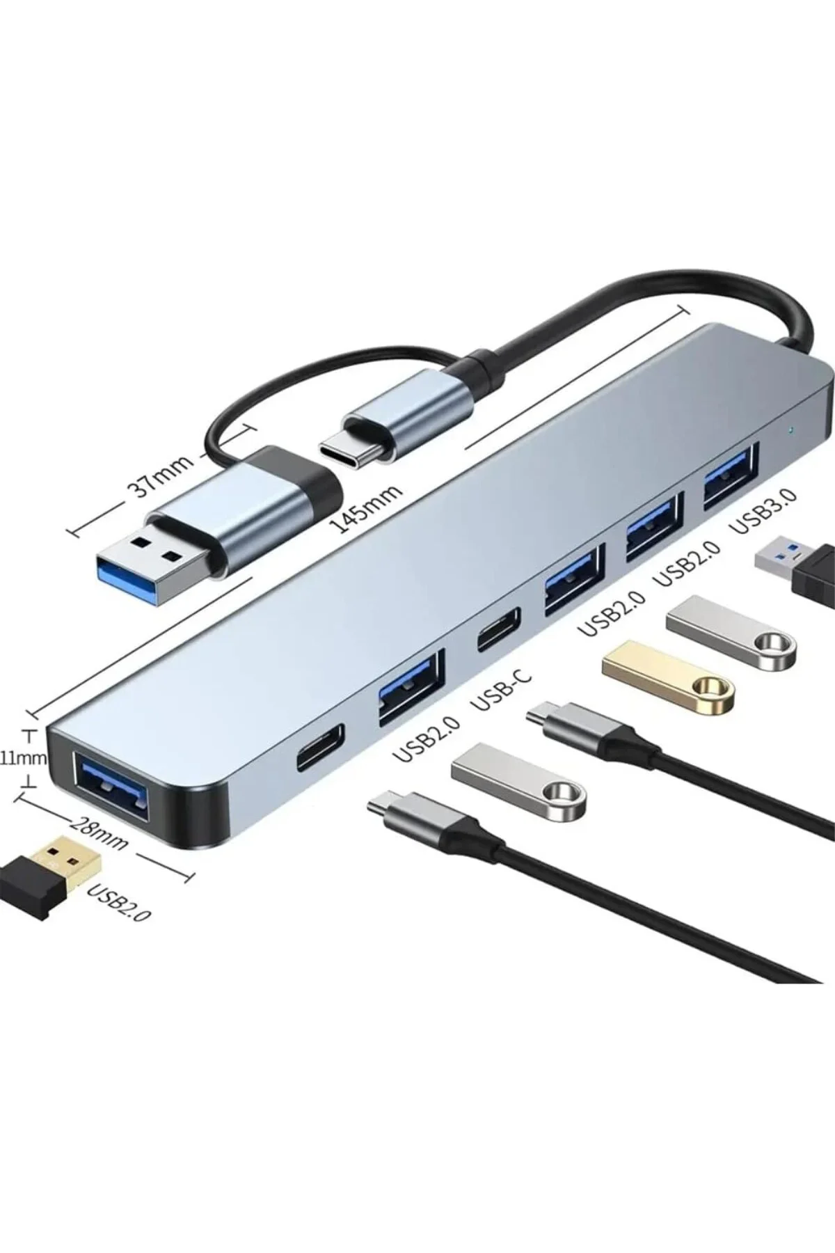 Çoklayıcı Adaptör 7in1 USB/Type-c To USB A, USB C Macbook uyumlu Çoklayıcı Adaptör 7in1 USB/Type-c To USB A, USB C Macbook uyumlu