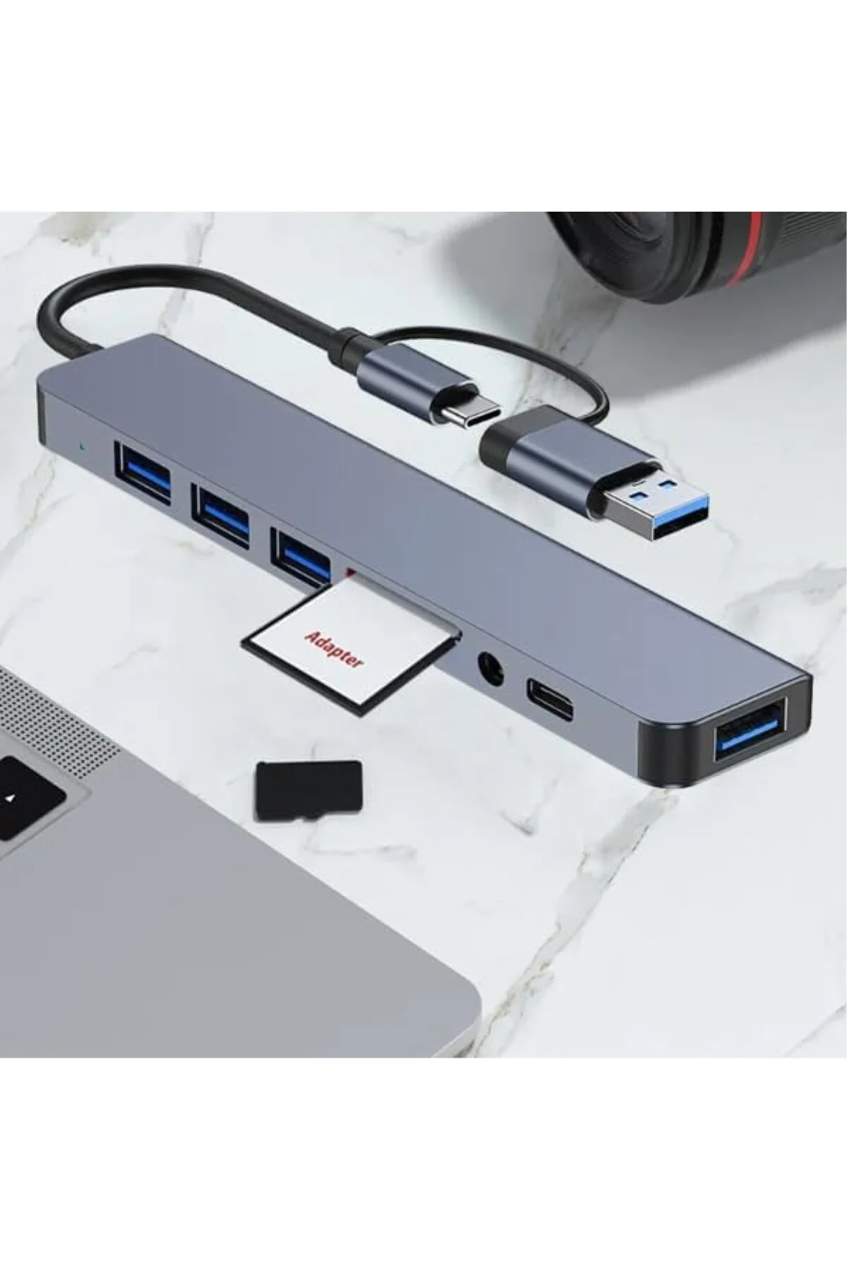 Çoklayıcı Adaptör 8 in 1 USB/Type-c To USB A, USB C Macbook uyumlu Çevirici Adaptör