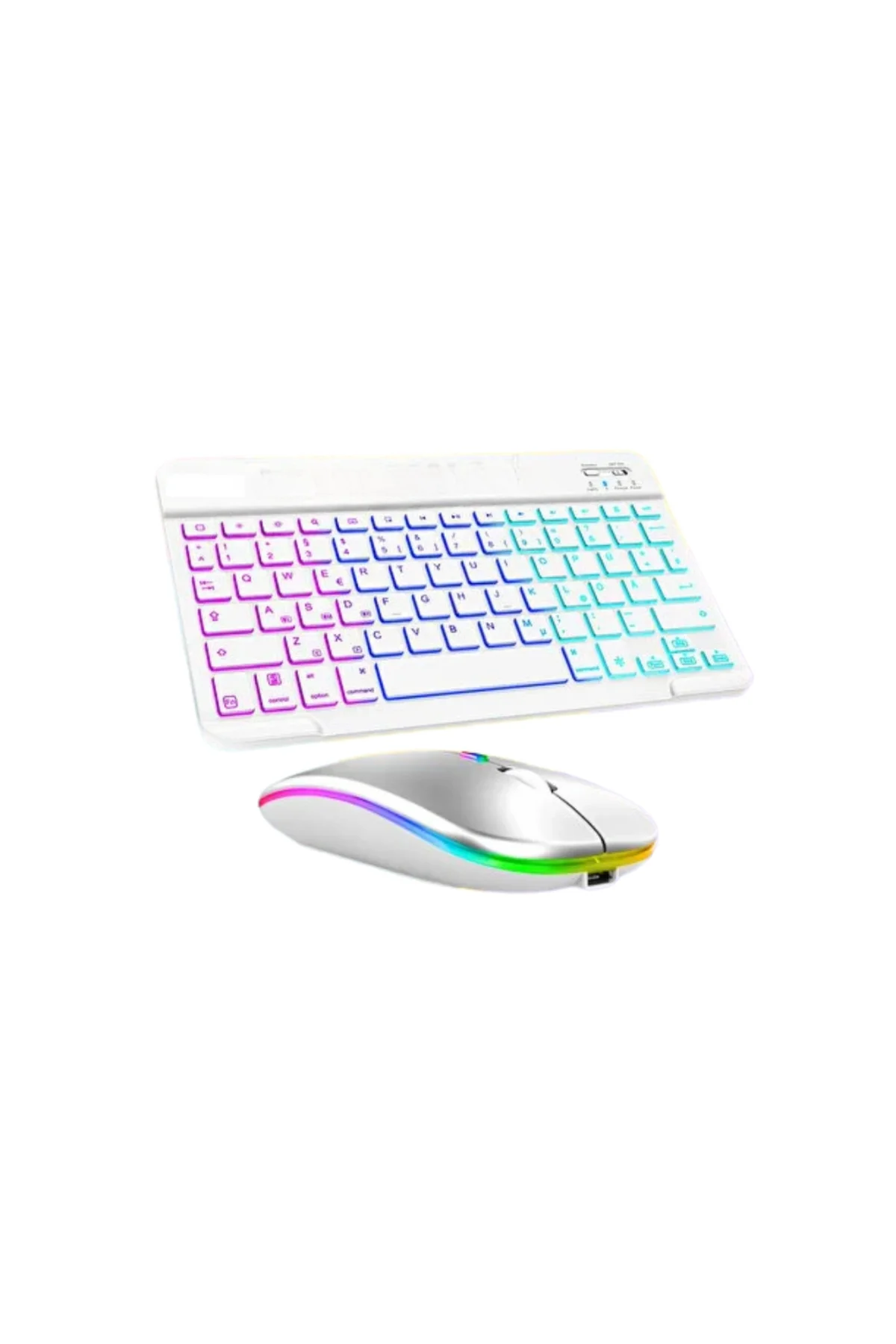 Çoklu Cihaz Uyumlu Kablosuz Klavye Mouse Seti Aydınlatmalı