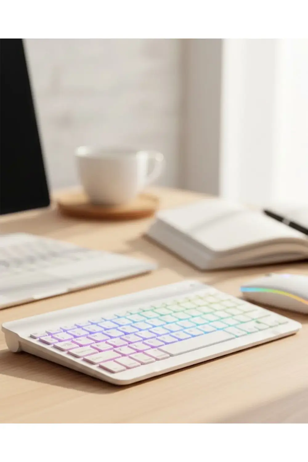 Çoklu Cihaz Uyumlu Kablosuz Klavye Mouse Seti Aydınlatmalı