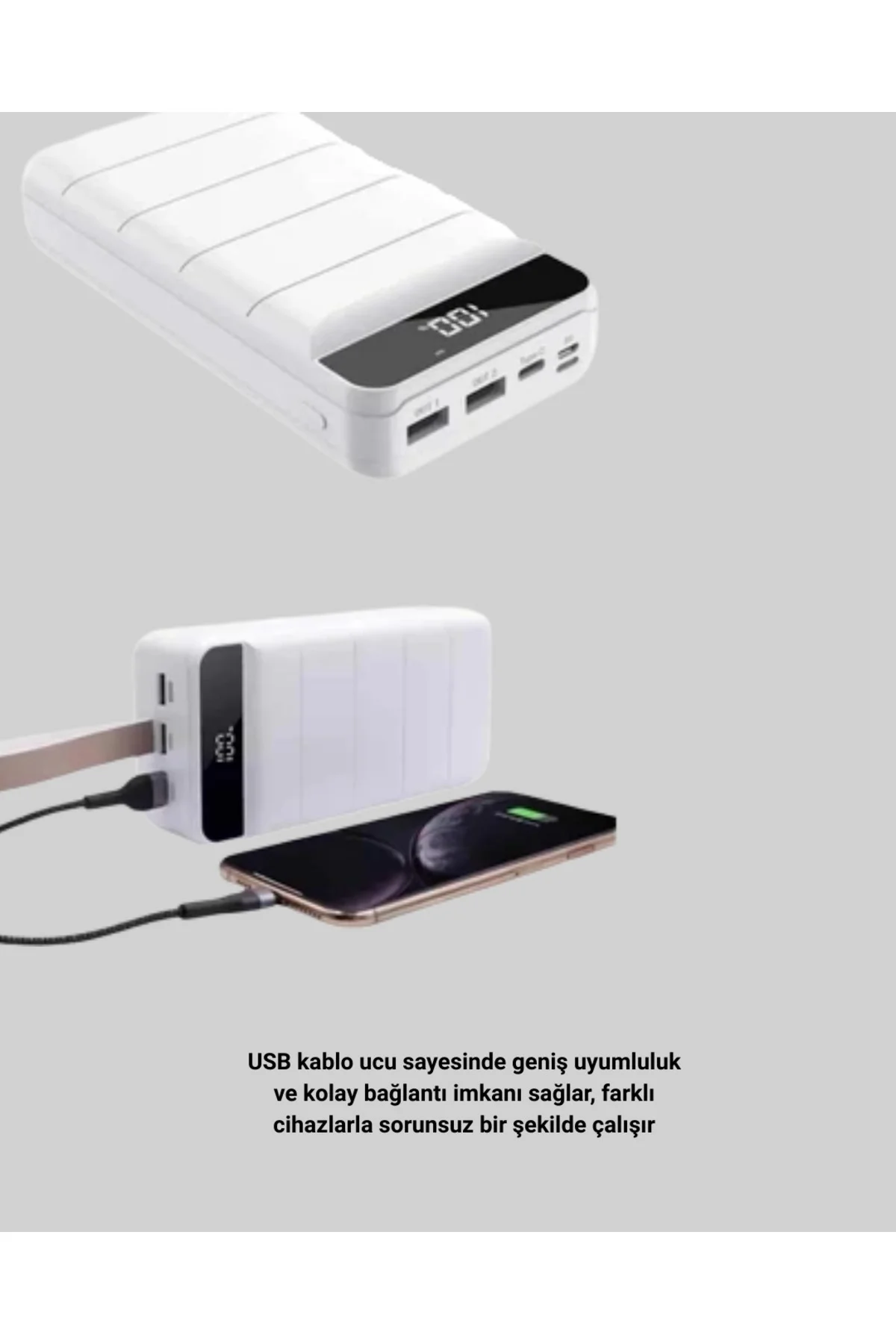 Çoklu Cihaz Uyumlu LED Ekranlı 50000 mAh Powerbank