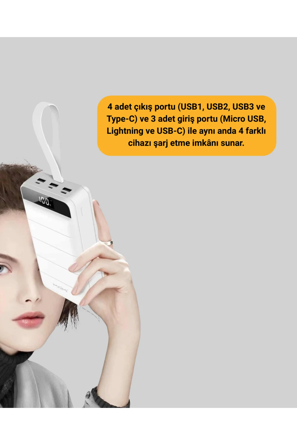 Çoklu Cihaz Uyumlu LED Ekranlı 50000 mAh Powerbank