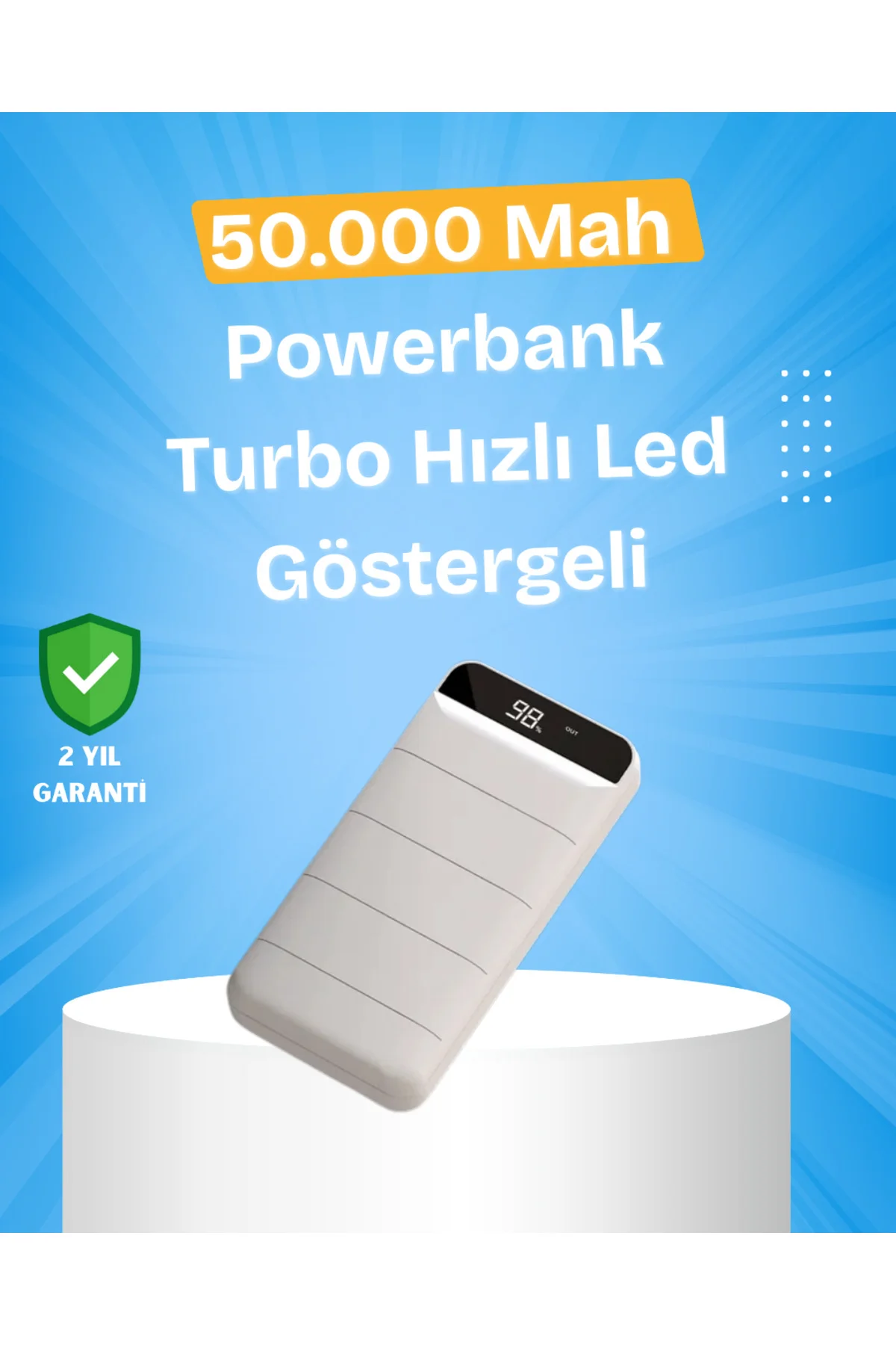 Çoklu Cihaz Uyumlu LED Ekranlı 50000 mAh Powerbank