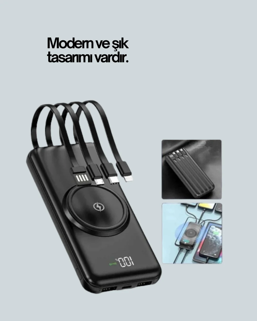 Çoklu Cihaz Uyumu ile Kablolu ve Kablosuz Şarj – Pratik Powerbank Fiyatı, Yorumları ve Özellikleri
