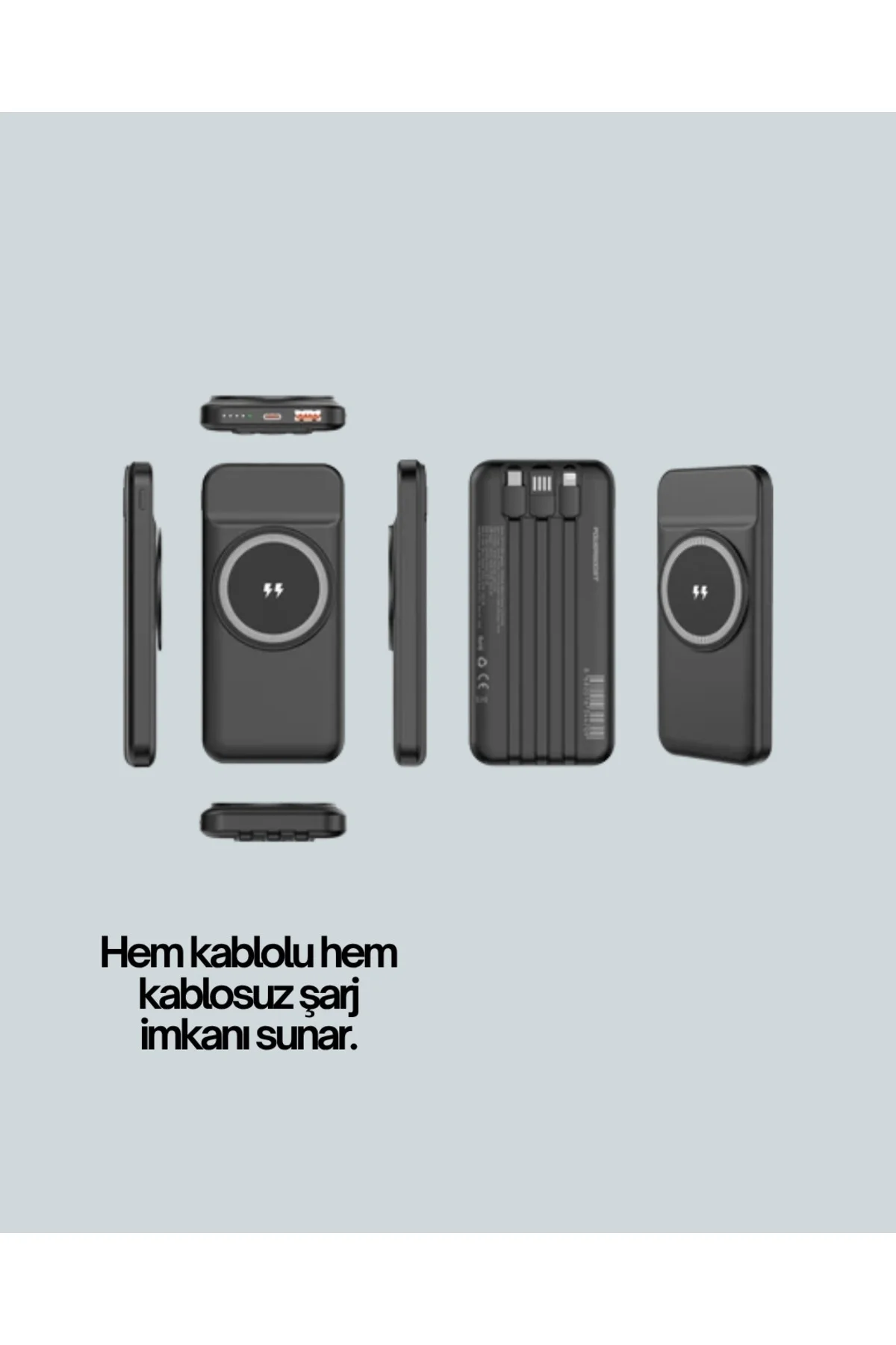Çoklu Cihaz Uyumu ile Kablolu ve Kablosuz Şarj – Pratik Powerbank