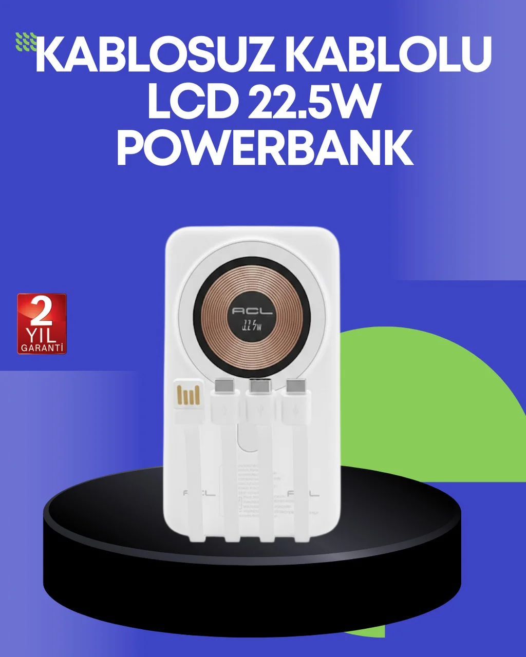 Çoklu Kablo Çıkışlı Taşınabilir Powerbank Kompakt Tasarım - Lisinya Diğer