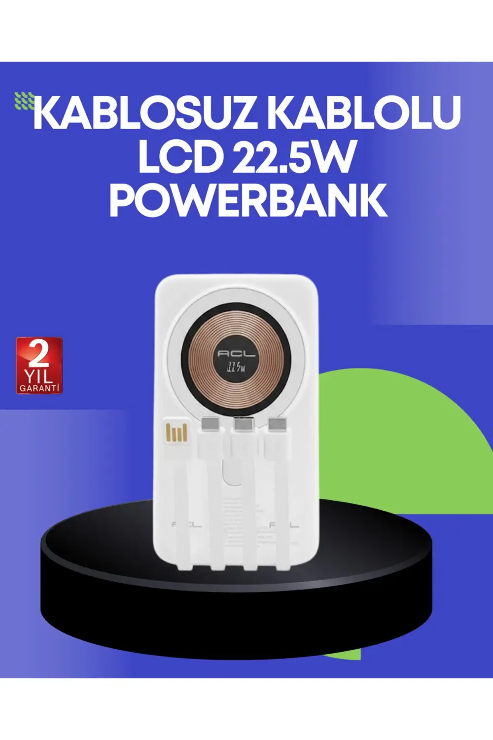 Çoklu Kablo Çıkışlı Taşınabilir Powerbank Kompakt Tasarım