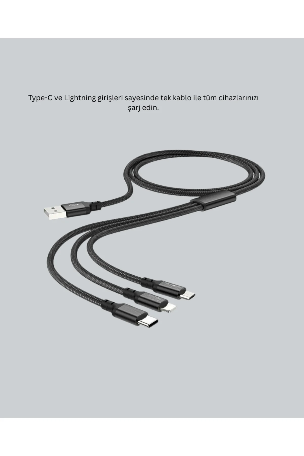 Çoklu USB Şarj Kablosu – 1,2m Hızlı Şarj, 3A Güçlü Akım - Lisinya