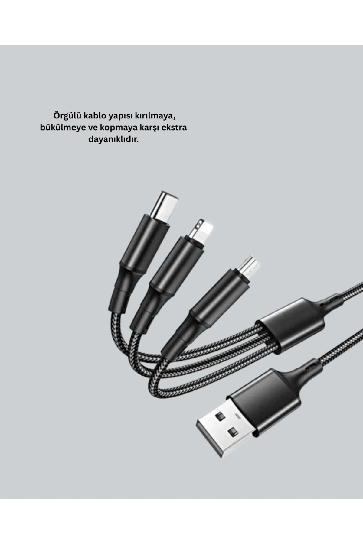 Çoklu USB Şarj Kablosu – 1,2m Hızlı Şarj, 3A Güçlü Akım - Lisinya