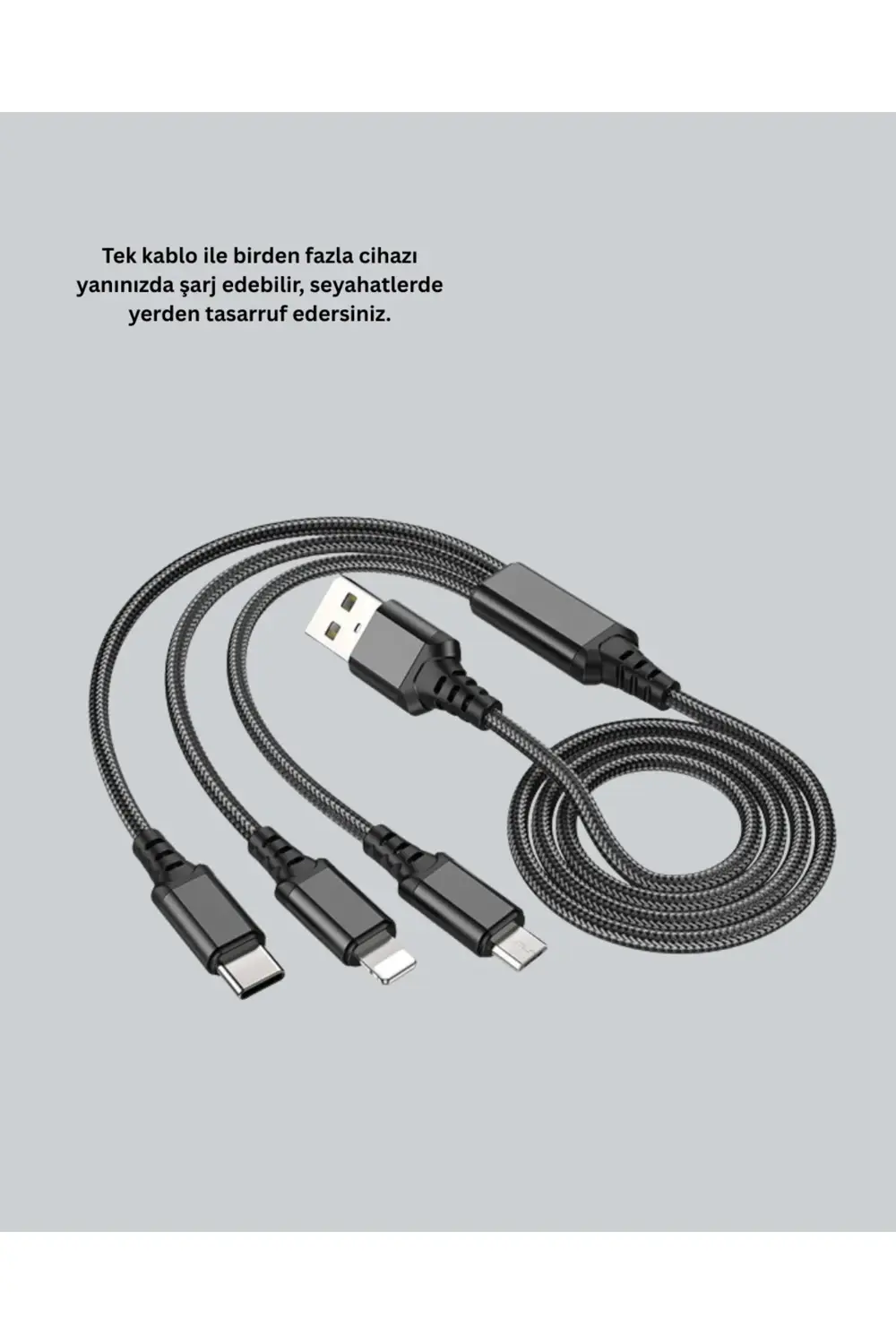 Çoklu USB Şarj Kablosu – 12m Hızlı Şarj 3A Güçlü Akım