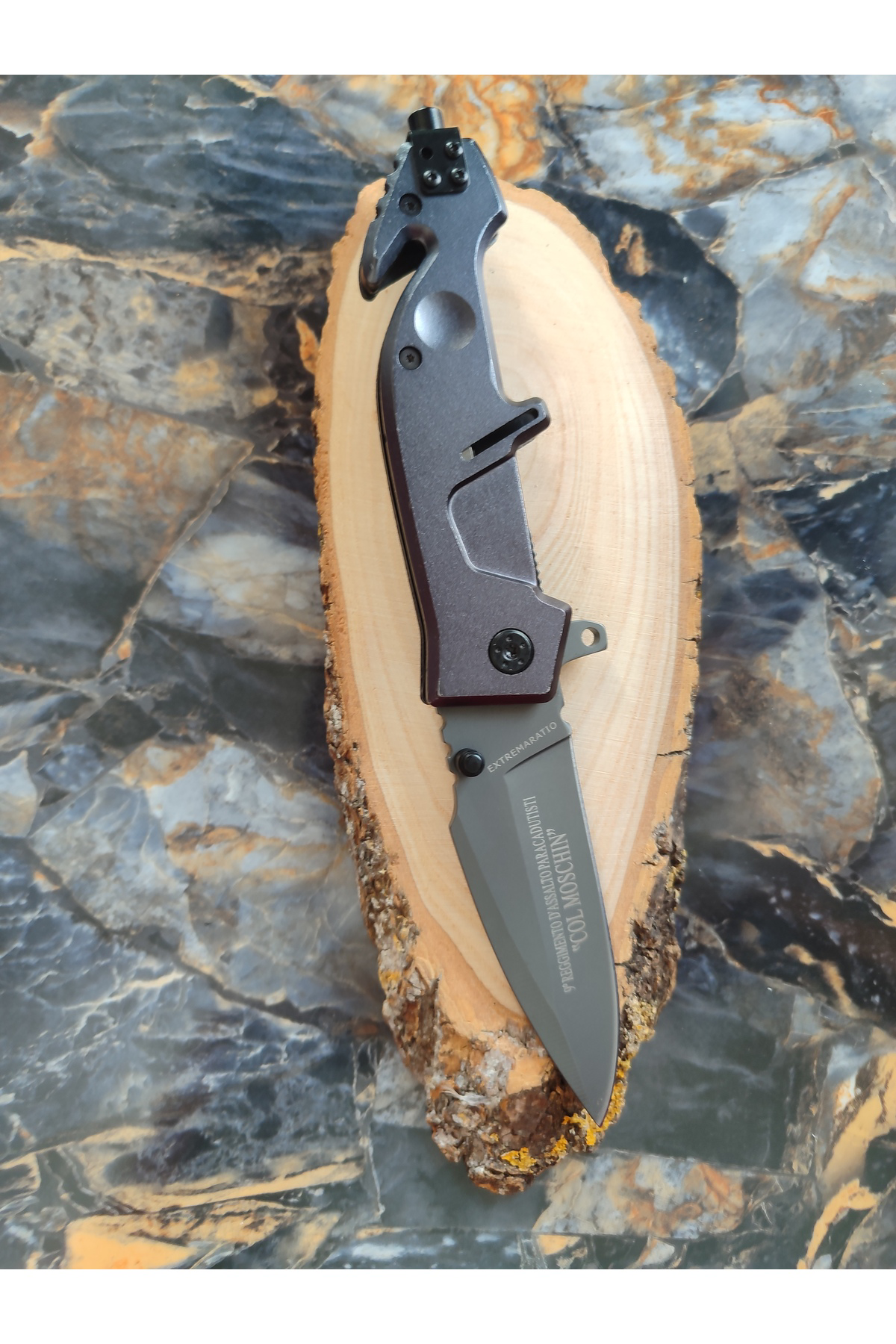 Col Moshin İtalyan Çakı – Antrasit Metal Saplı, 23,5 cm