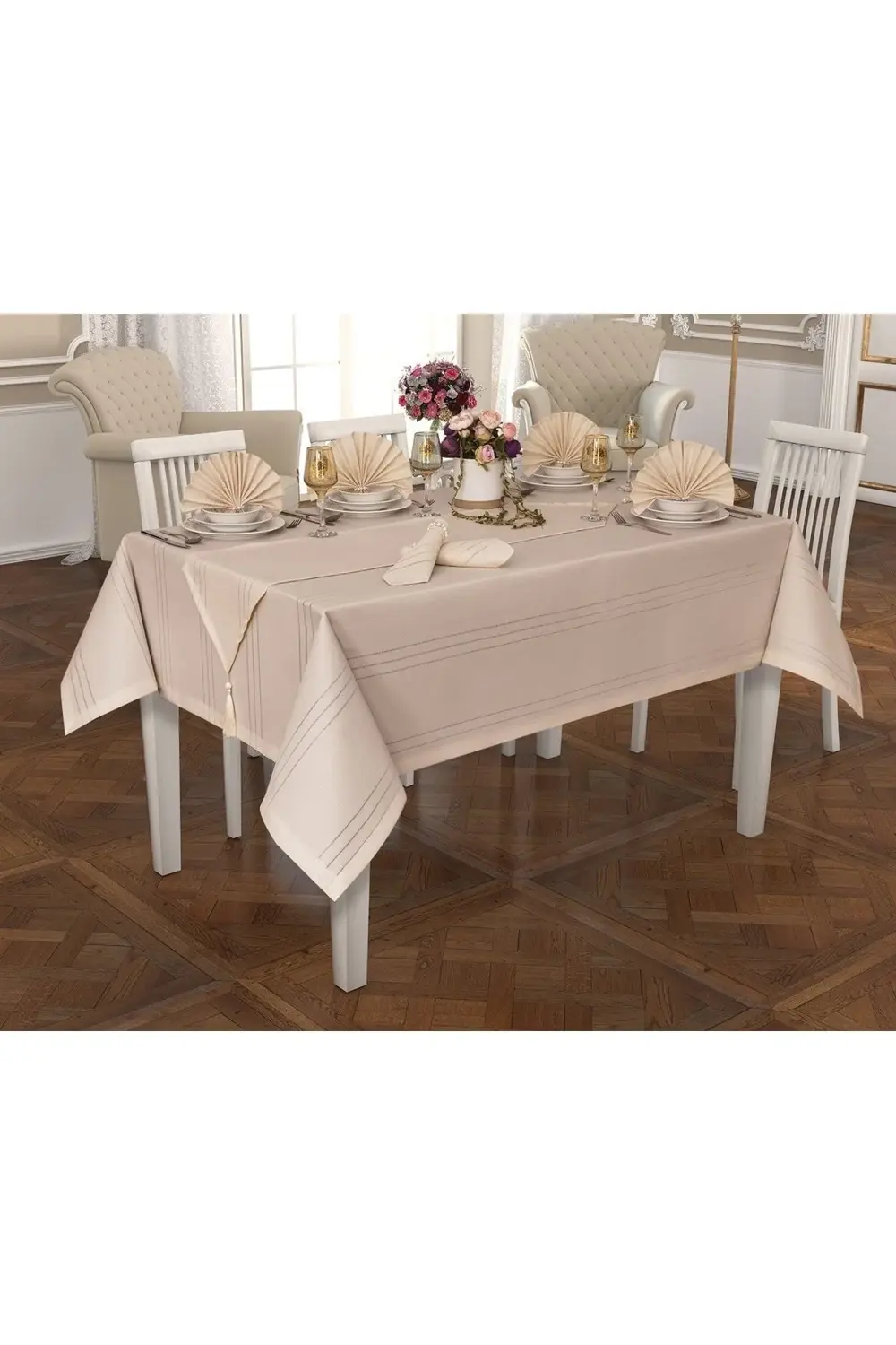 Colber Masa Örtüsü Bej Yemek Sunum Takımı ( Kutulu )