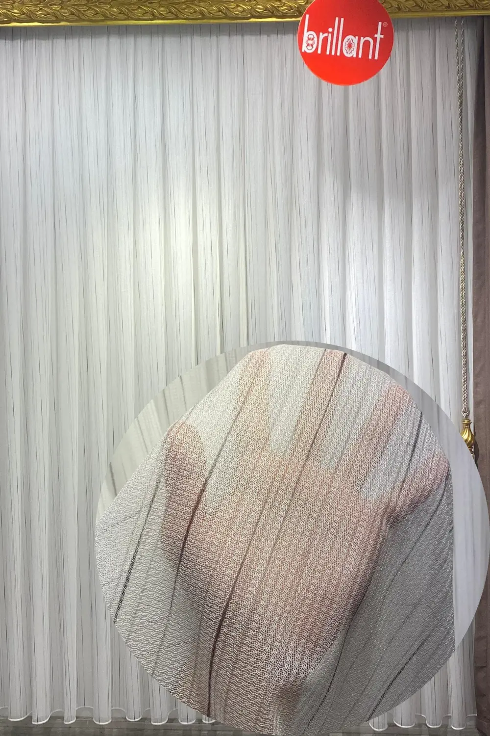 Colin Siyah Çizgili Ekru Tül Perde (1/3 Sık Pile)