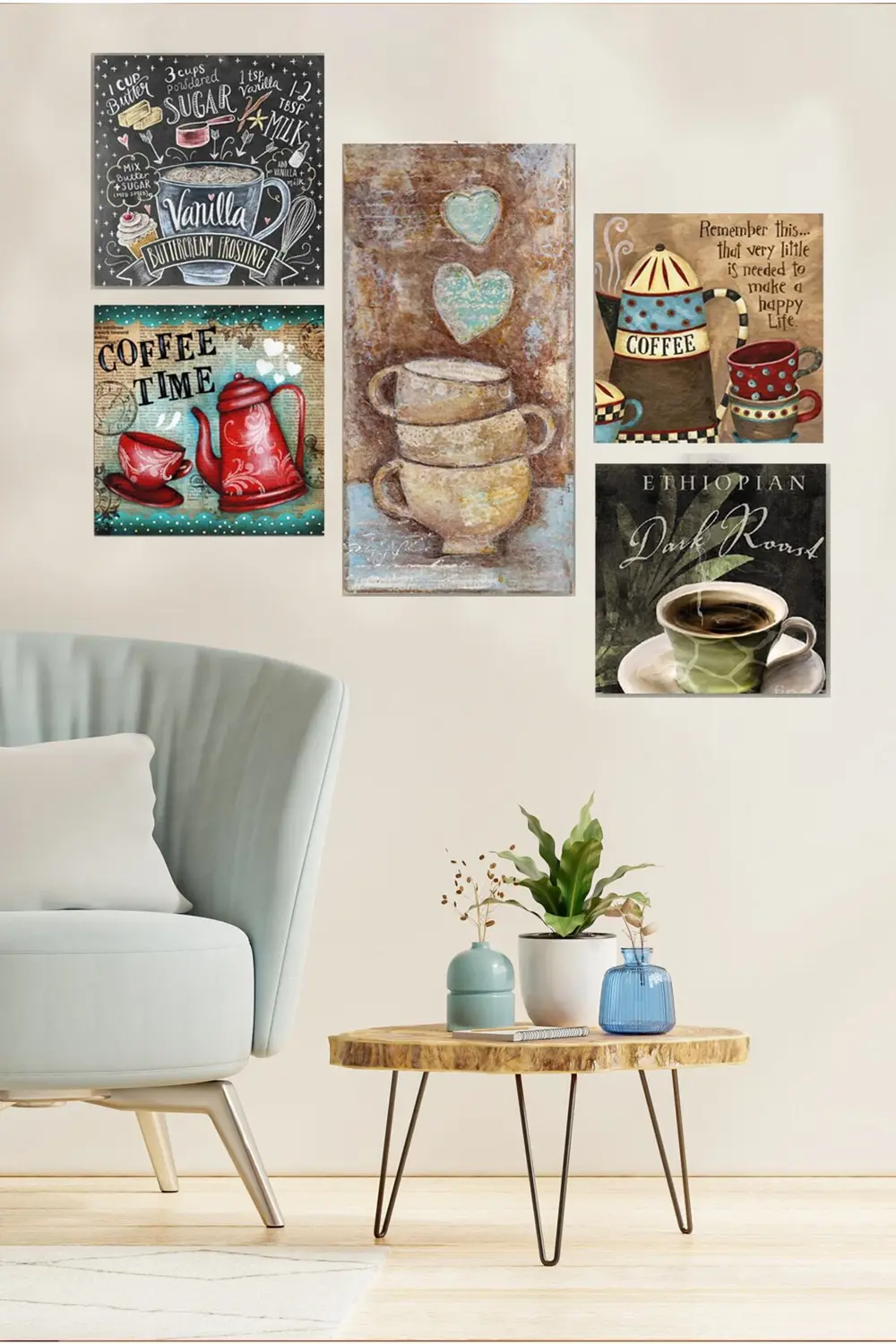 Collage Style 5 Parçalı MDF Tablo ATF107