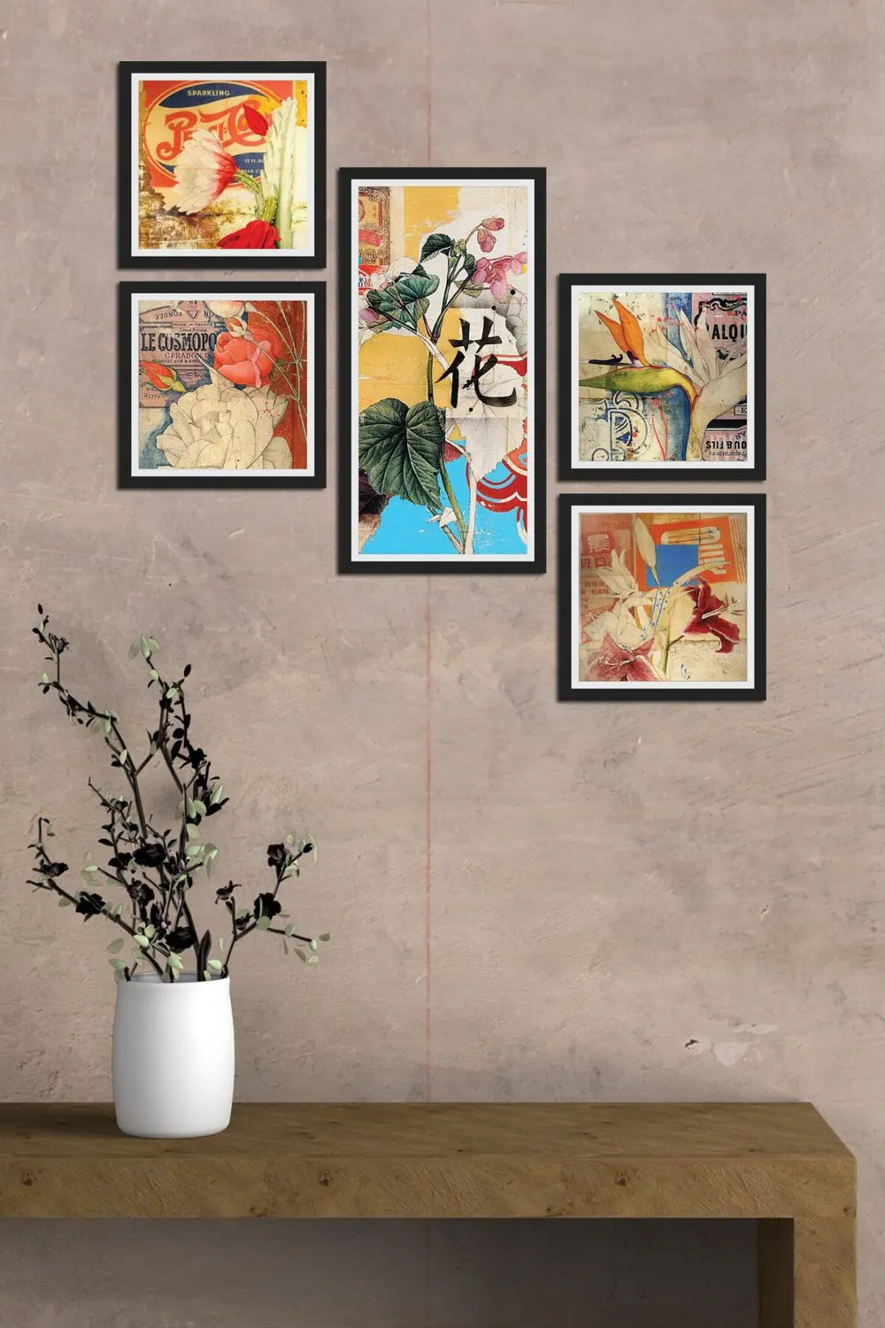 Collage Style 5 Parçalı Mdf Tablo Atf223