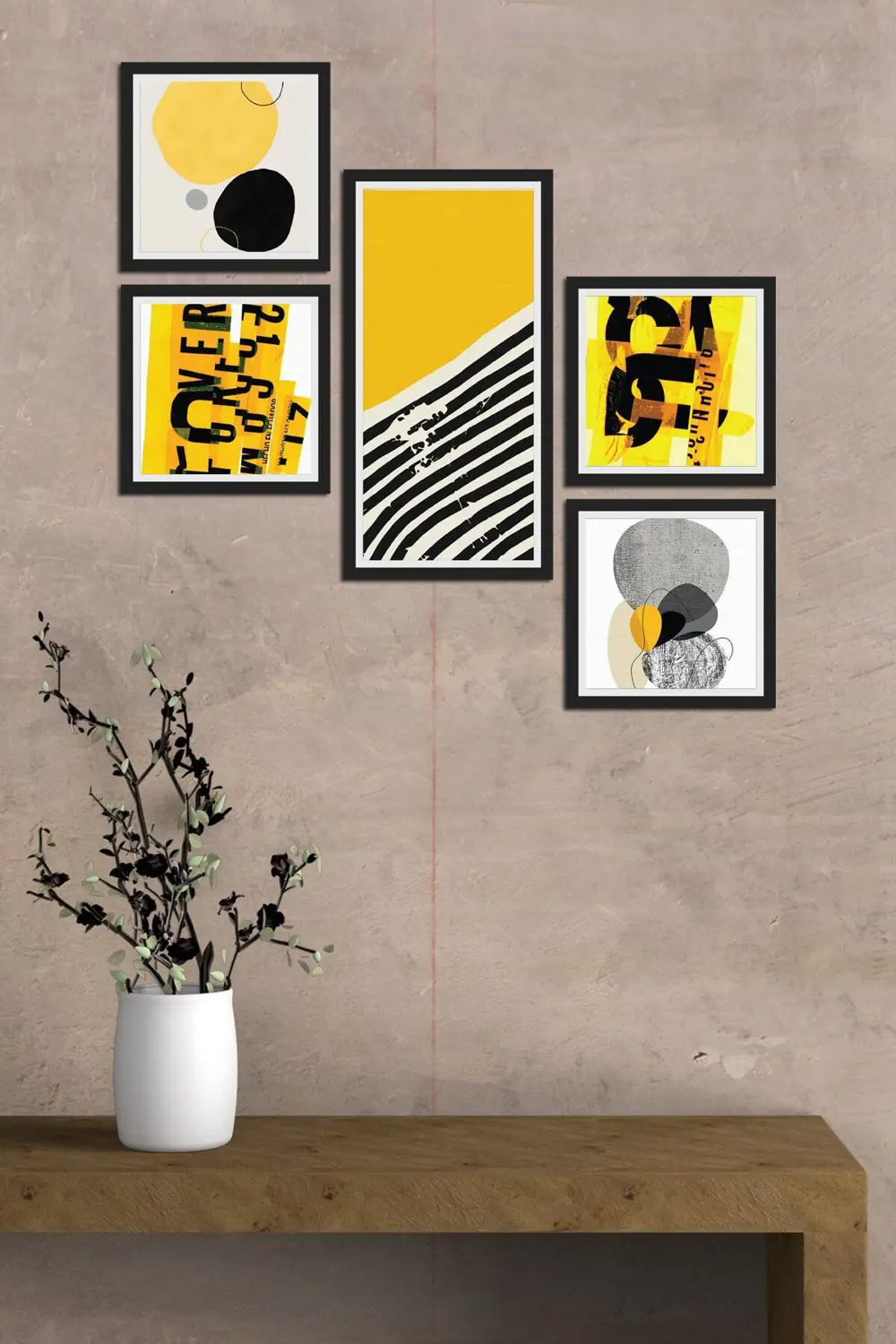 Collage Style 5 Parçalı Mdf Tablo Atf269