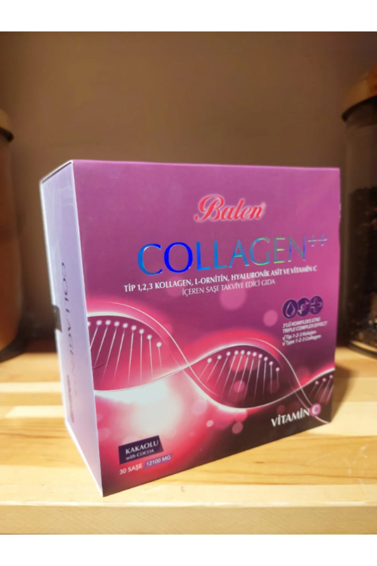 COLLAGEN 3'LÜ KOMPLEKS ETKİ - Kollagen Tip 1-2-3 Hyaluronik Asit + C Vitamini + L-Ornitin 30 Şase COLLAGEN 3'LÜ KOMPLEKS ETKİ - Kollagen Tip 1-2-3 Hyaluronik Asit + C Vitamini + L-Ornitin 30 Şase
