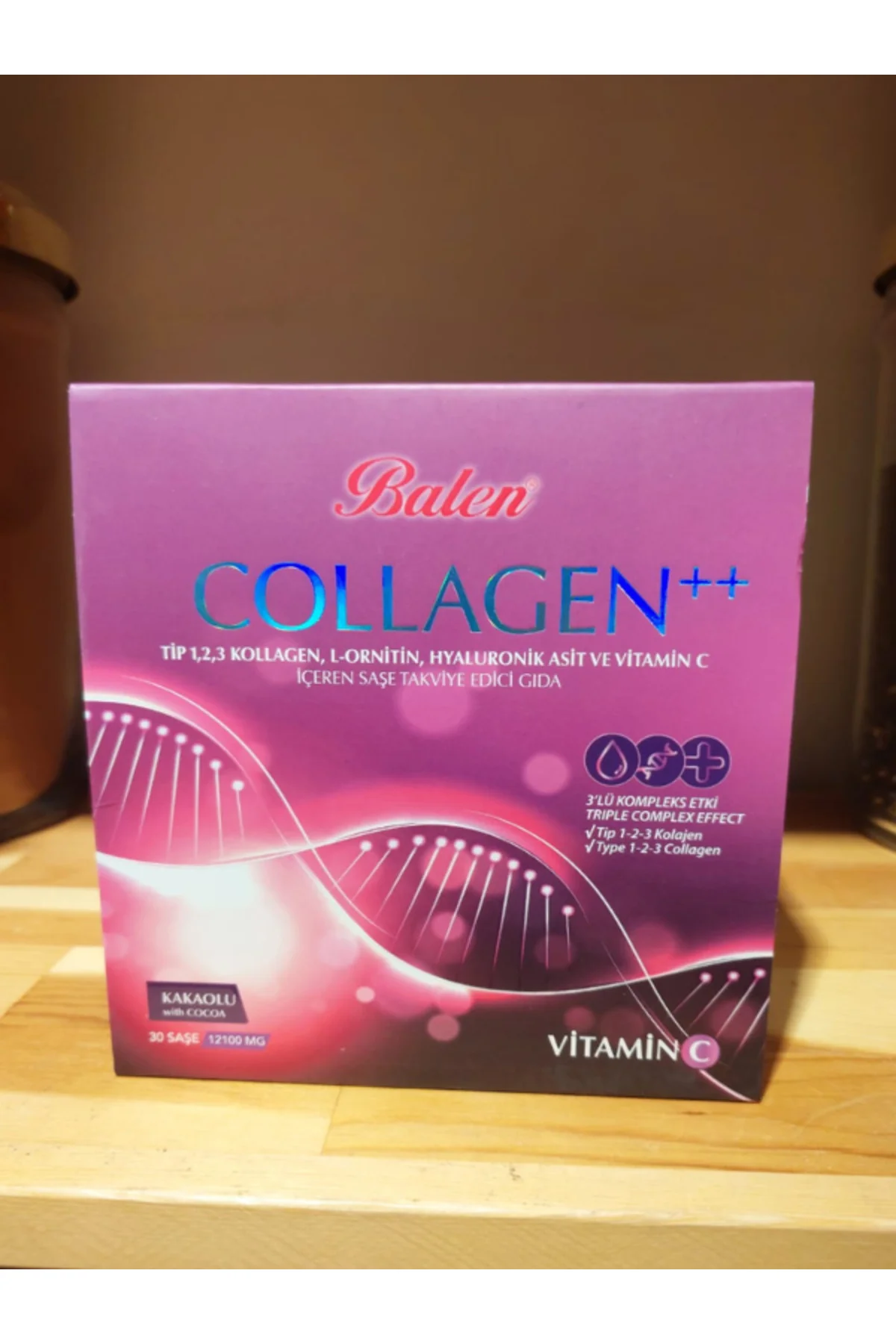 COLLAGEN 3'LÜ KOMPLEKS ETKİ - Kollagen Tip 1-2-3 Hyaluronik Asit + C Vitamini + L-Ornitin 30 Şase COLLAGEN 3'LÜ KOMPLEKS ETKİ - Kollagen Tip 1-2-3 Hyaluronik Asit + C Vitamini + L-Ornitin 30 Şase
