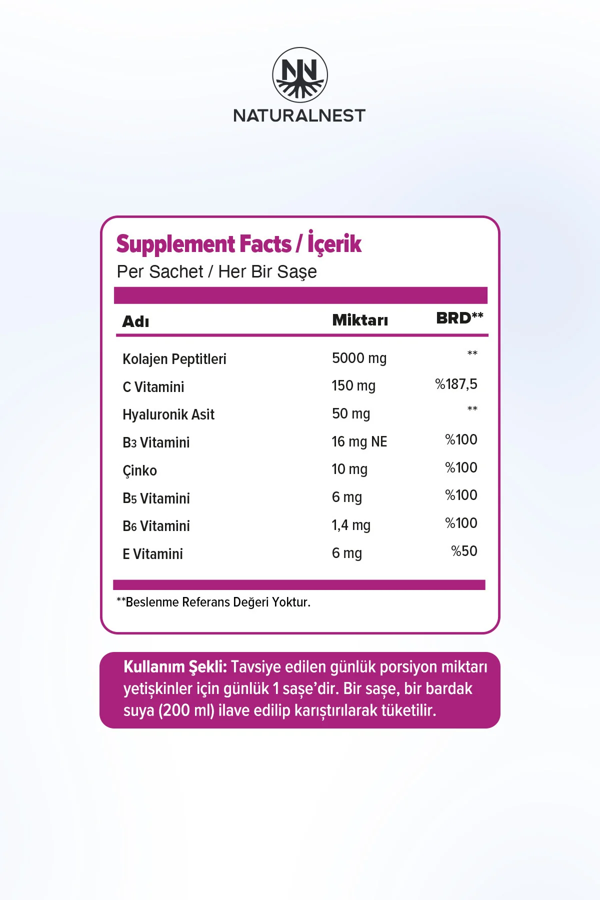 Collagen 5000 mg 30 Saşe Çilek Aromalı - Tip 1 ve Tip 3 Kolajen Peptit C Vitamini Hyaluronik Asit - Görsel 2