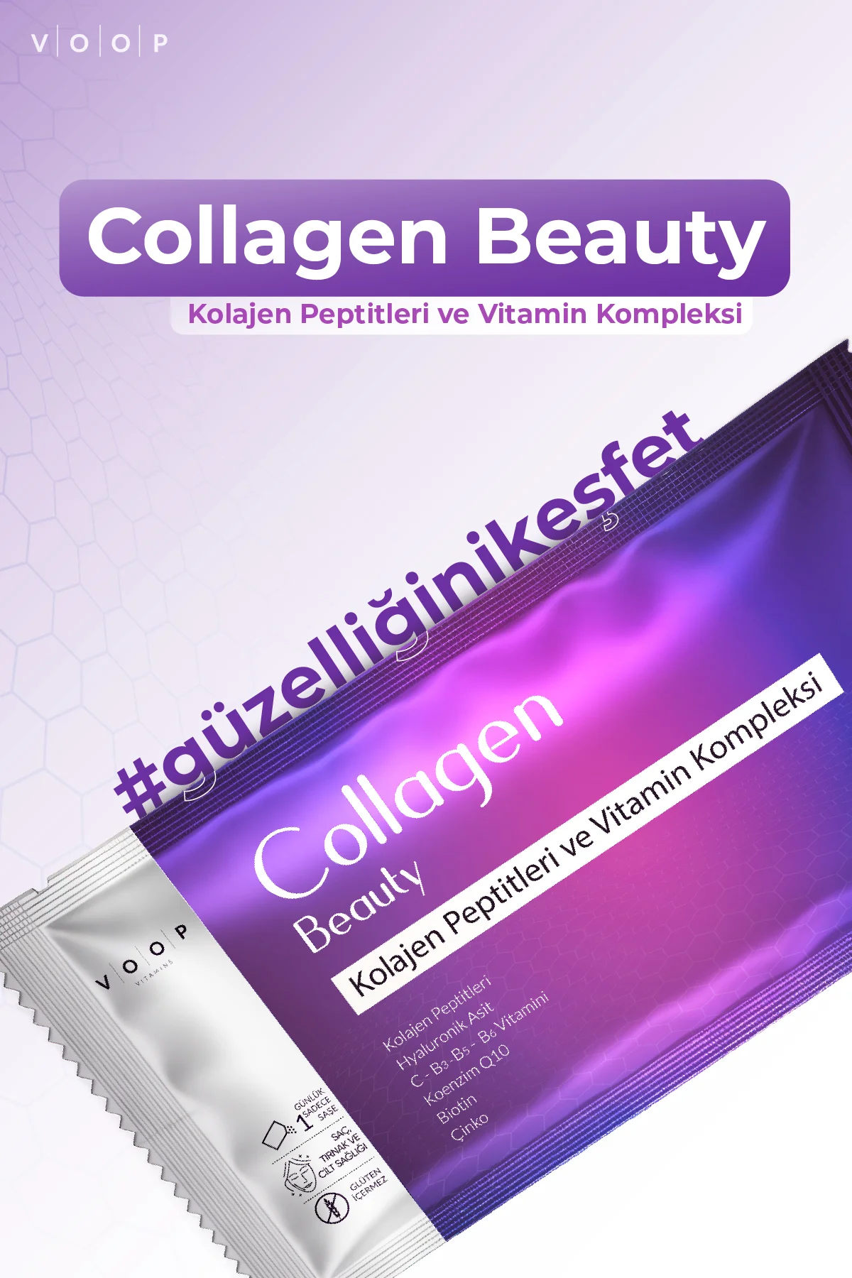 Collagen Beauty Yüksek Biyoaktif Hidrolize Kolajen %100 Saf Ve Doğal - 10 Toz Saşe
