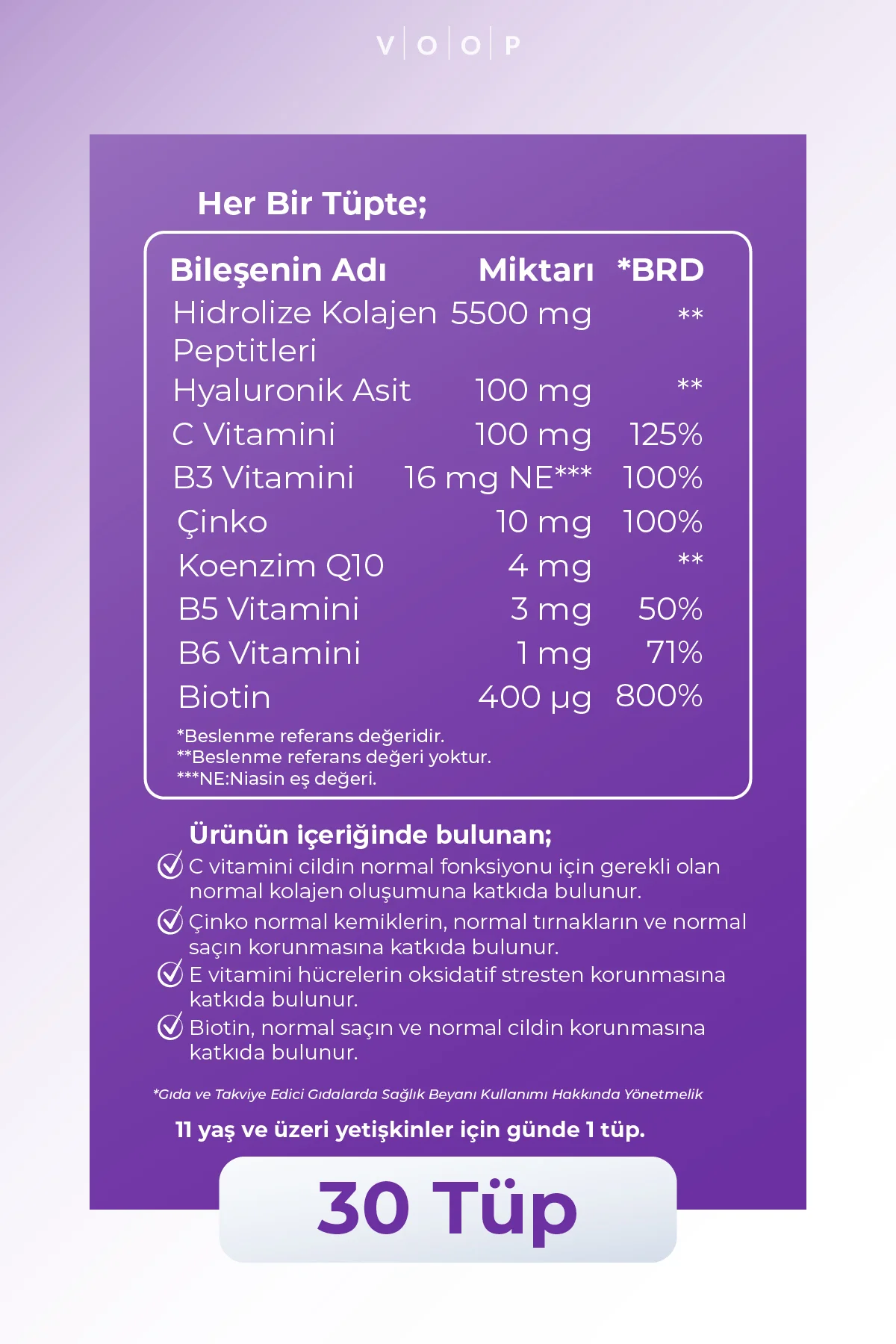 Collagen Beauty Yüksek Biyoaktif Hidrolize Kolajen %100 Saf Ve Doğal - 30 Tüp