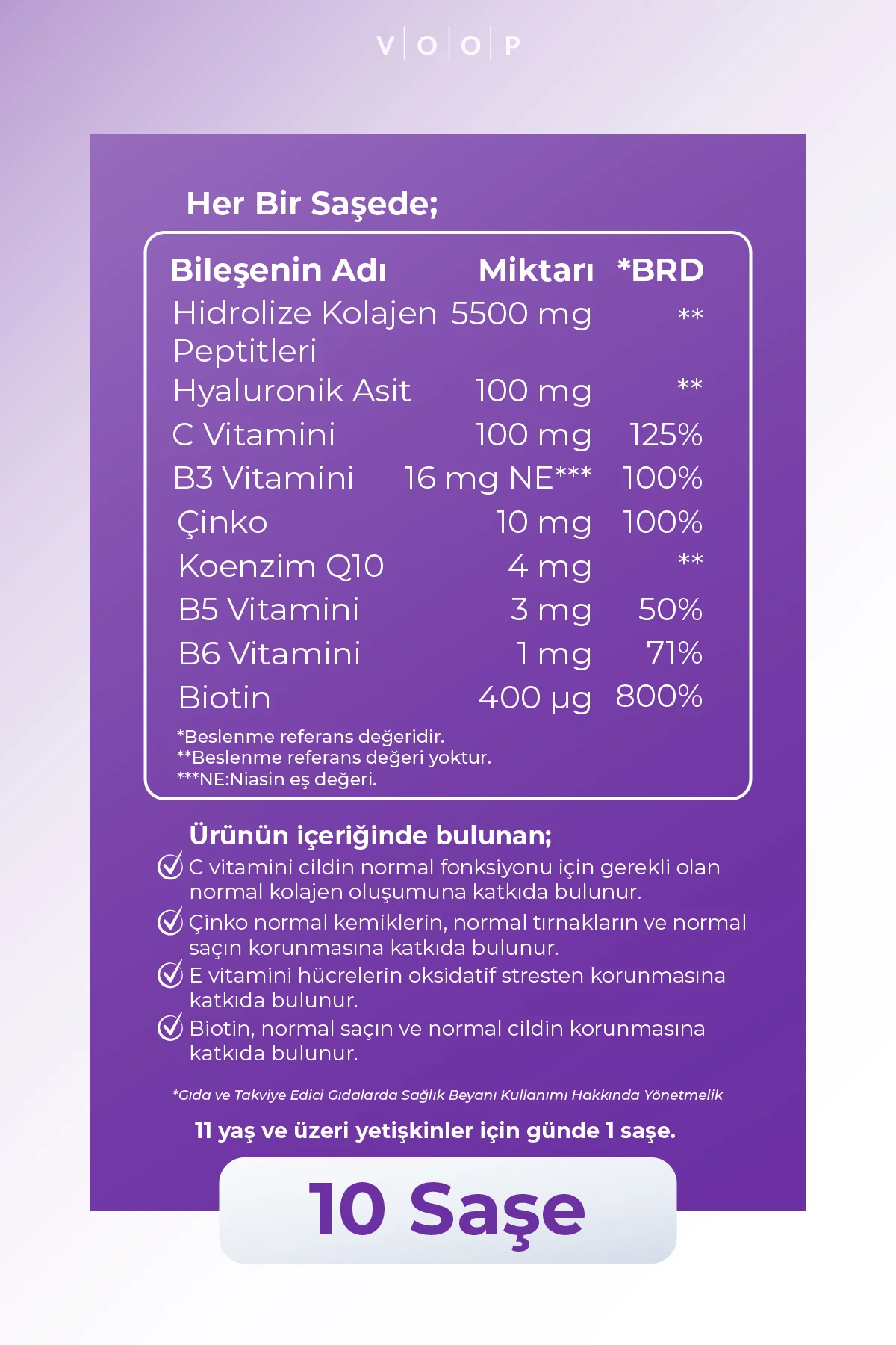 Collagen Beauty Yüksek Biyoaktif Hidrolize Kolajen %100 Saf Ve Doğal - 10 Toz Saşe