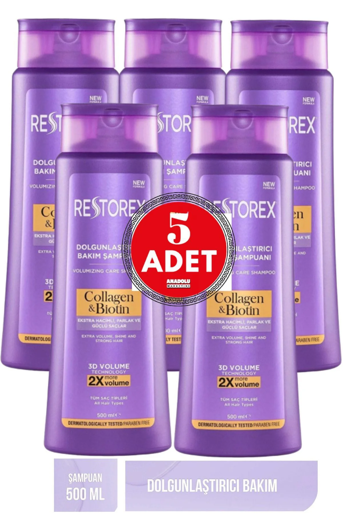 Collagen & Biotin Dolgunlaştırıcı Şampuan 500 Ml 5 Adet Collagen & Biotin Dolgunlaştırıcı Şampuan 500 Ml 5 Adet
