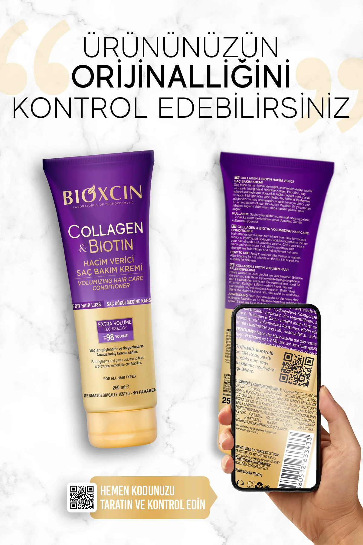 Collagen & Biotin Ekstra Hacim Saç Kremi 250 ml - Kolajen Biotin Ince Seyrek Saçlar Collagen & Biotin Ekstra Hacim Saç Kremi 250 ml - Kolajen Biotin Ince Seyrek Saçlar