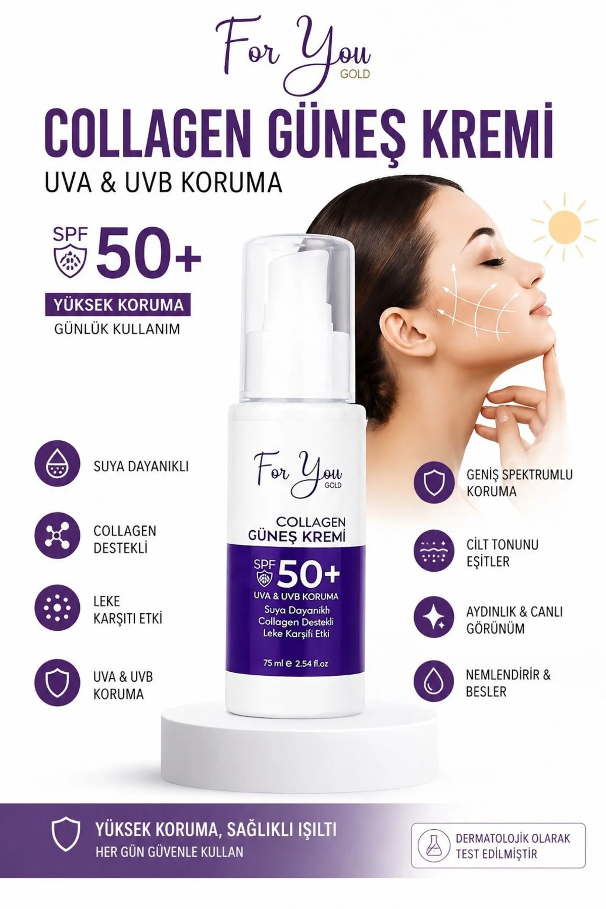 Collagen Destekli, Leke Karşıtı, Yüksek Koruma Ton Eşitleyici SPF