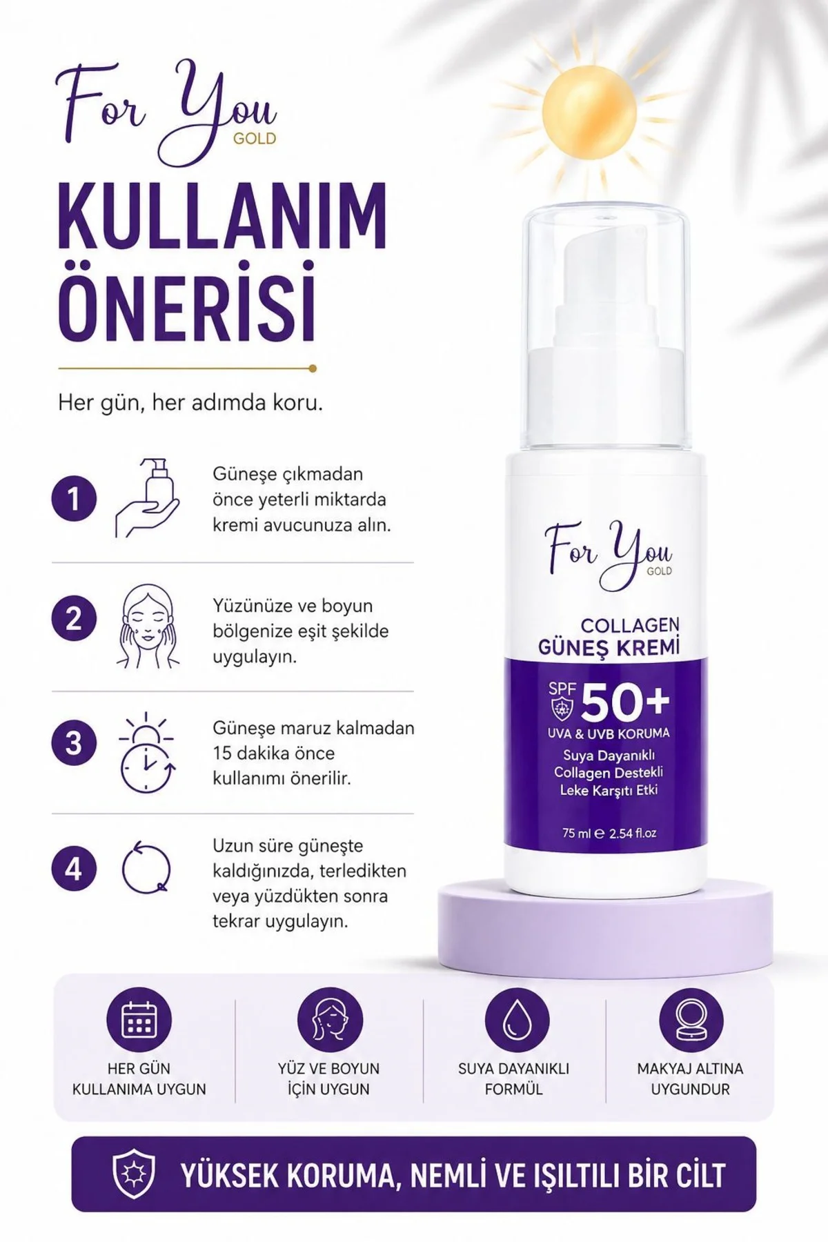Collagen Destekli, Leke Karşıtı, Yüksek Koruma Ton Eşitleyici SPF
