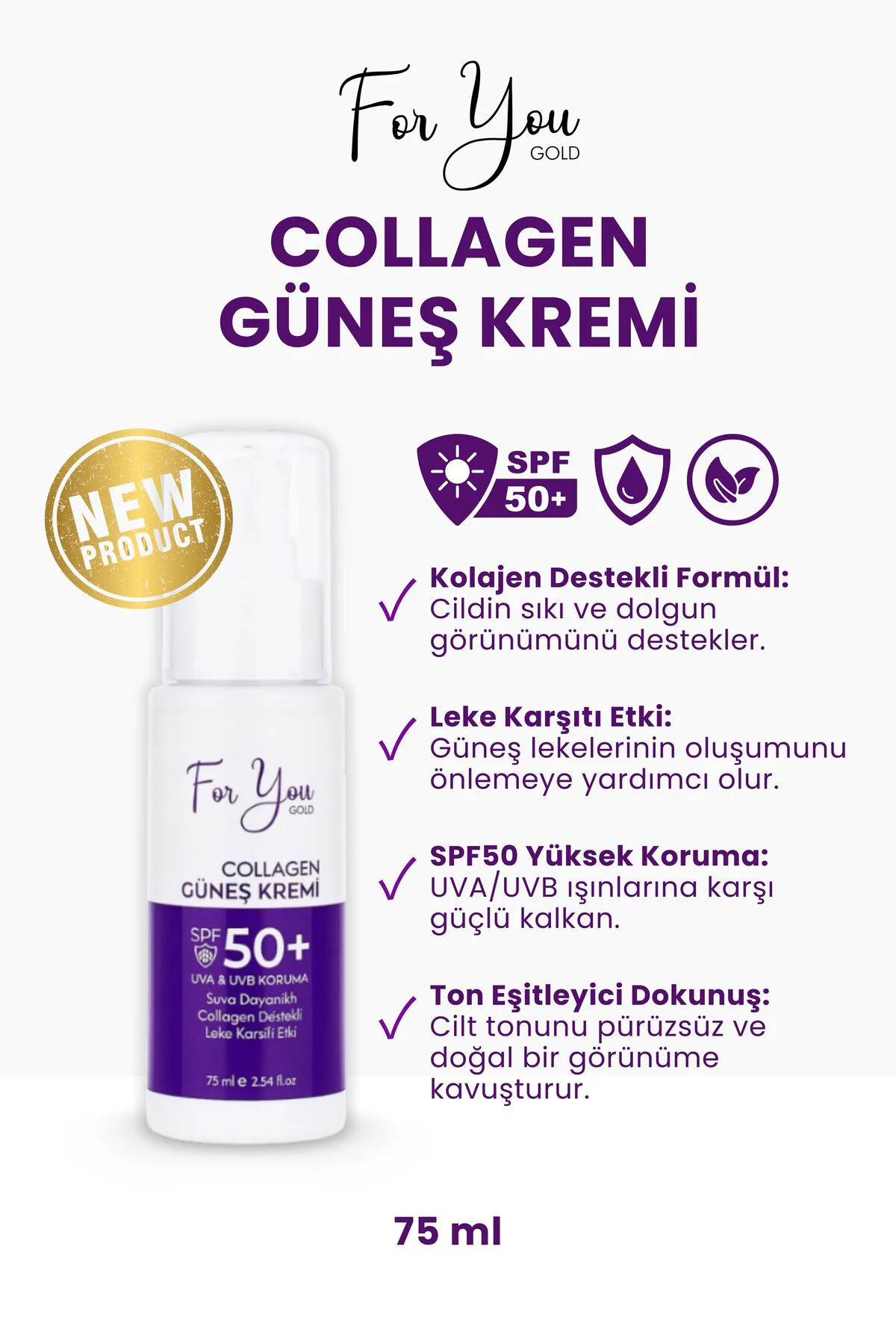 Collagen Destekli, Leke Karşıtı, Yüksek Koruma Ton Eşitleyici SPF