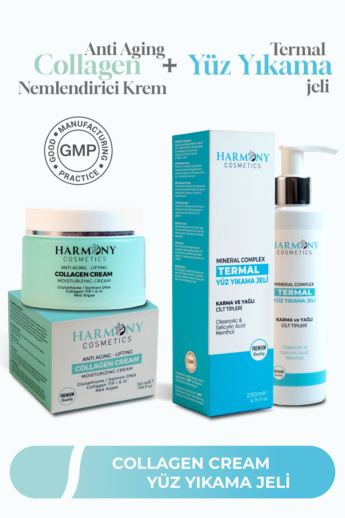 Harmony Cosmetics Türkiye Collagen Krem Termal Yüz Yikama Jeli 2'Li Set