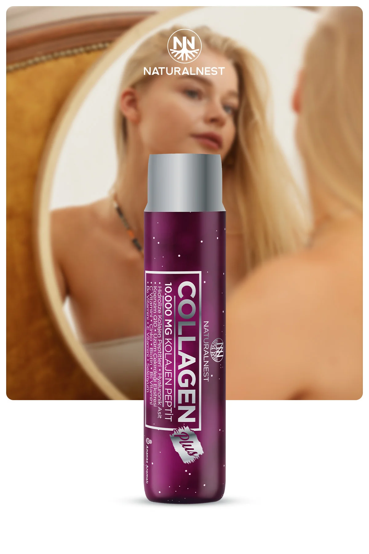 Collagen Plus 10.000 mg 30 Likit Ananas aromalı-Kolajen peptitleri, Hyaluronik asit, KoenzimQ10