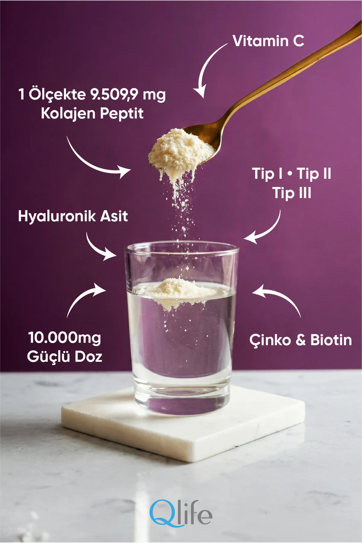 Collagen Powder Hidrolize - Toz Kolajen Çilek Aromalı 250 gr