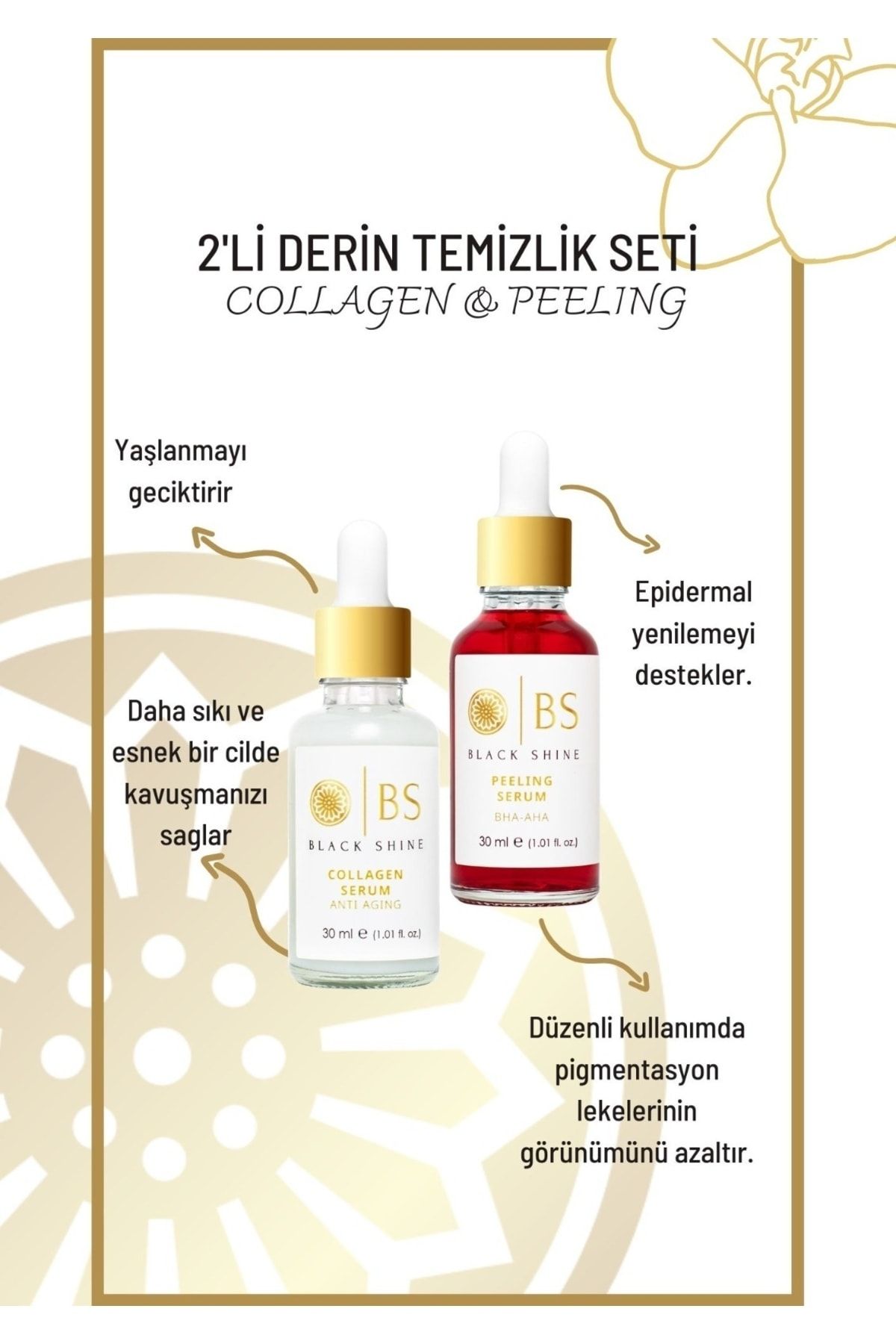 Black Shine Bs Collagen Serum 30 Ml + Peeling Serum 30 Ml