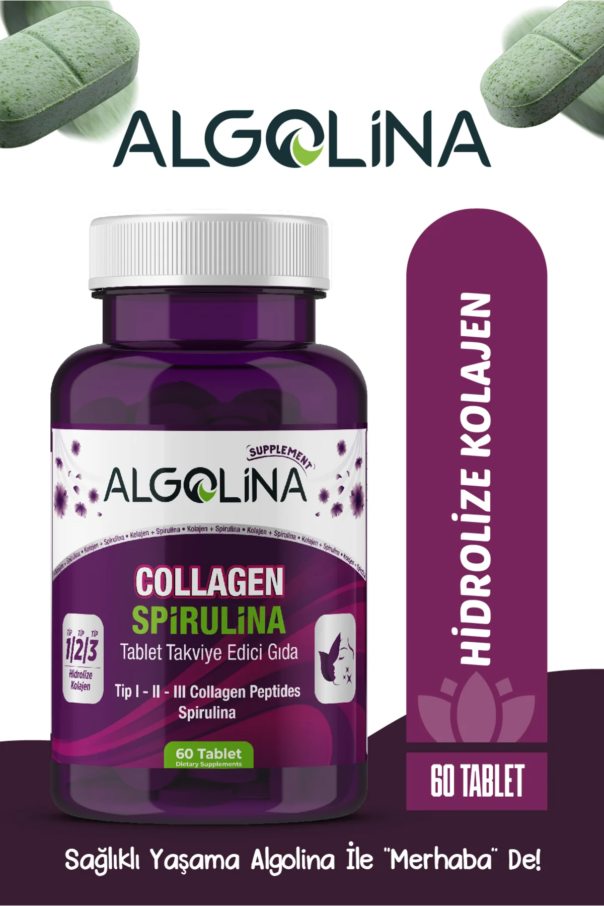 Collagen + Spirulina Tablet Takviye Edici Gıda - 1260 Mg 60 Table