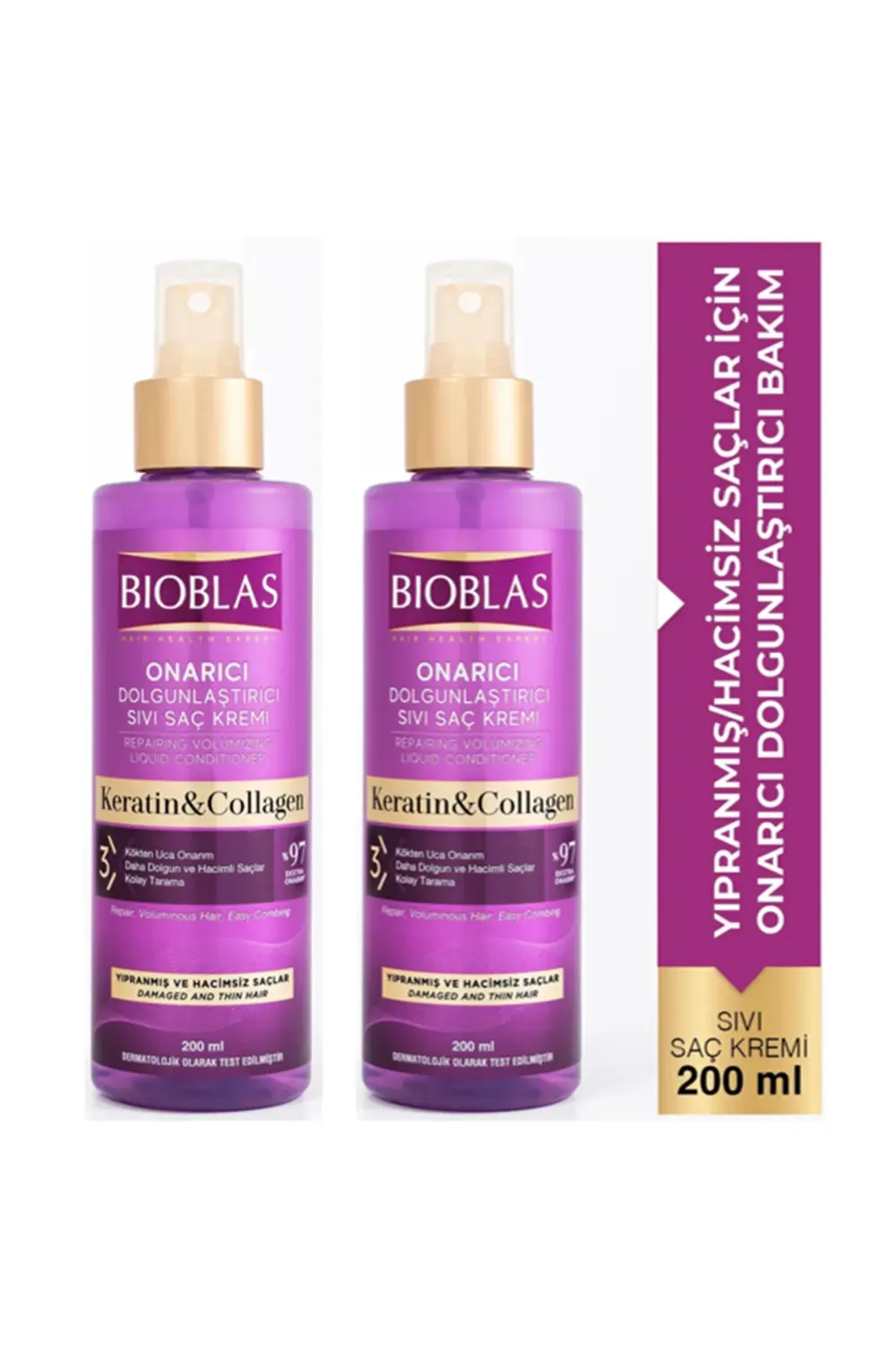 Collagen Ve Keratin Saç Dökülmesine Karşı Sıvı Saç Kremi 200 ml 2