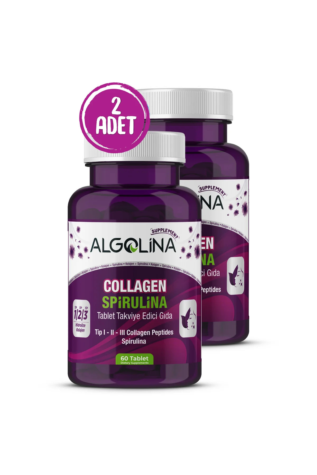 Collagen+spirulina Tablet Takviye Edici Gıda -1260 Mg 60 Tablet-(