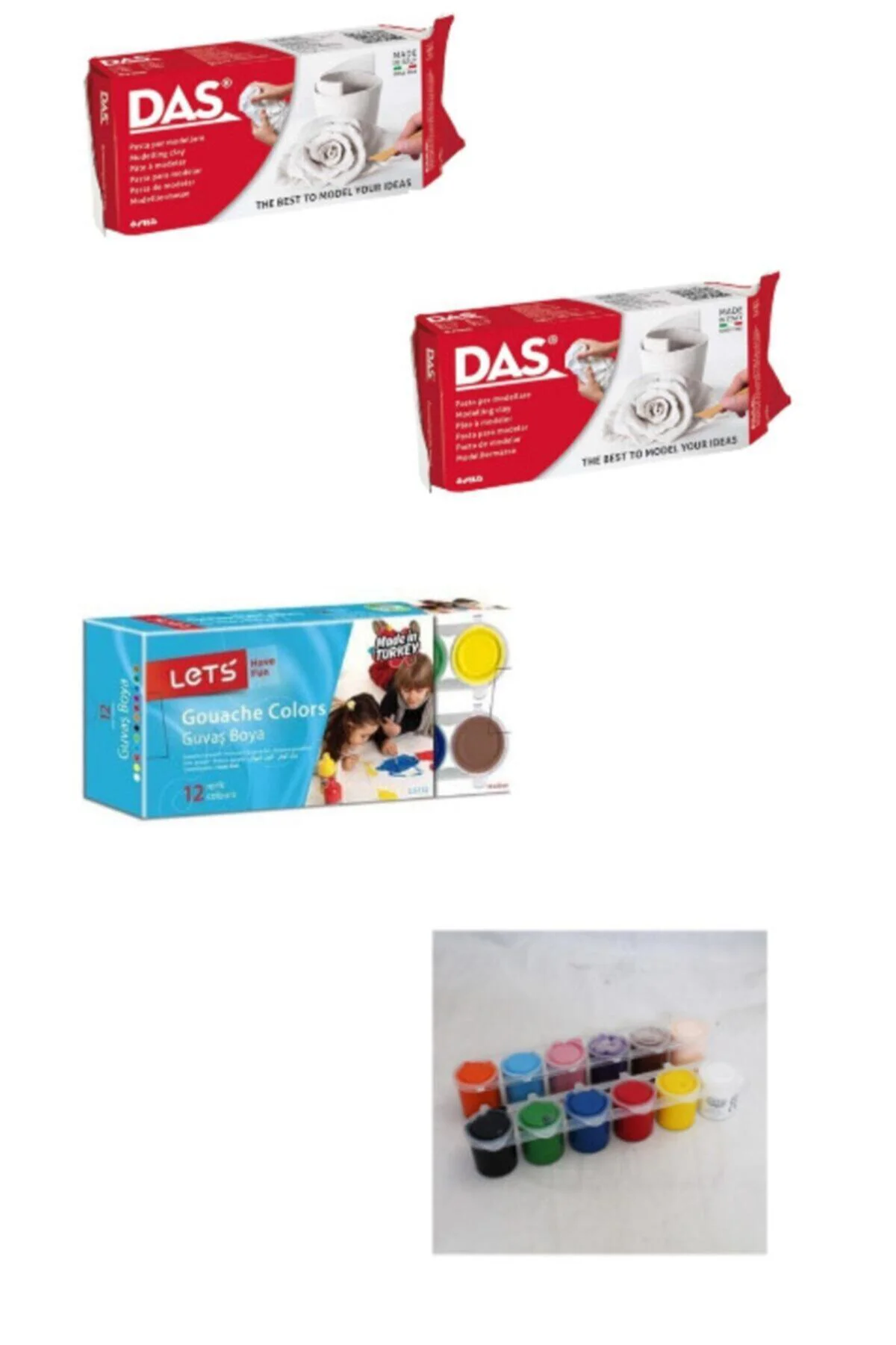 Collectıon Beyaz Seramik Kil Hamuru 2x500 gr Ve Lets 12 Renk Guaj