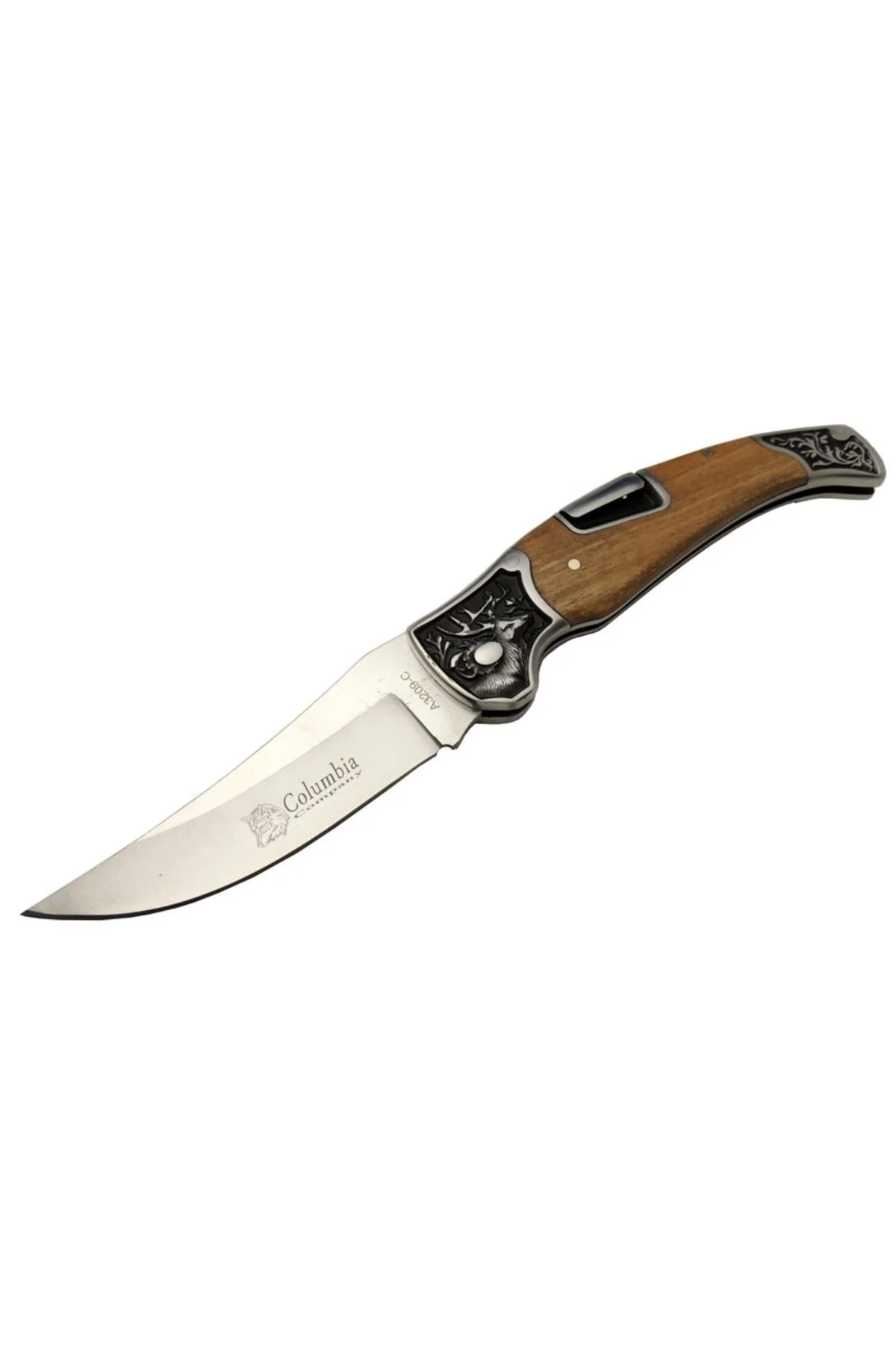 Columbia A3209c Açık Kahverengi Kamp 22,5cm- Manuel, Geyik Işlemeli, Kemerlikli,ahşap Sap
