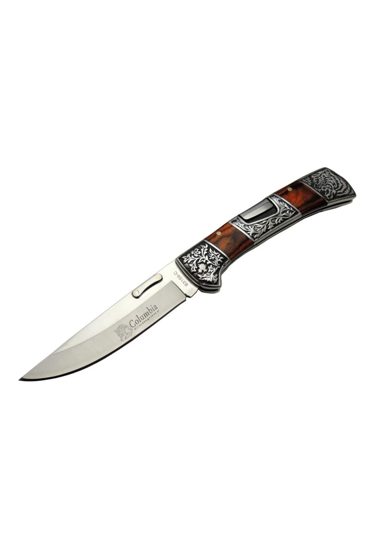 Columbia B3159 A Kahverengi Av / Kamp Çakısı 22cm- Gül Ağacı Sap, Kaplan Işlemeli, Kemerlikli Fiyatı, Yorumları ve Özellikleri