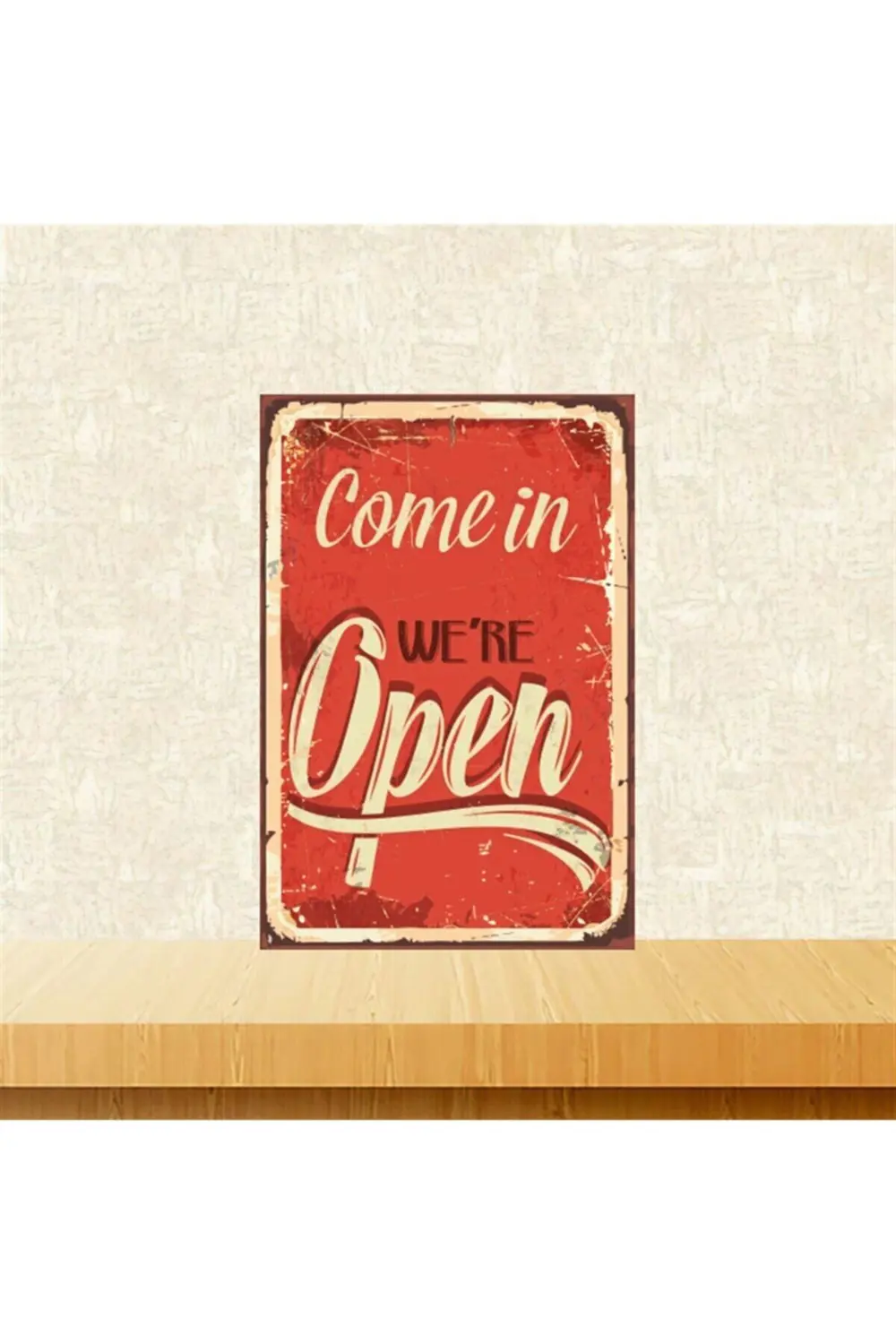 Come In Were Open 20-30 Cm Retro Ahşap Tablo Tkfx5321